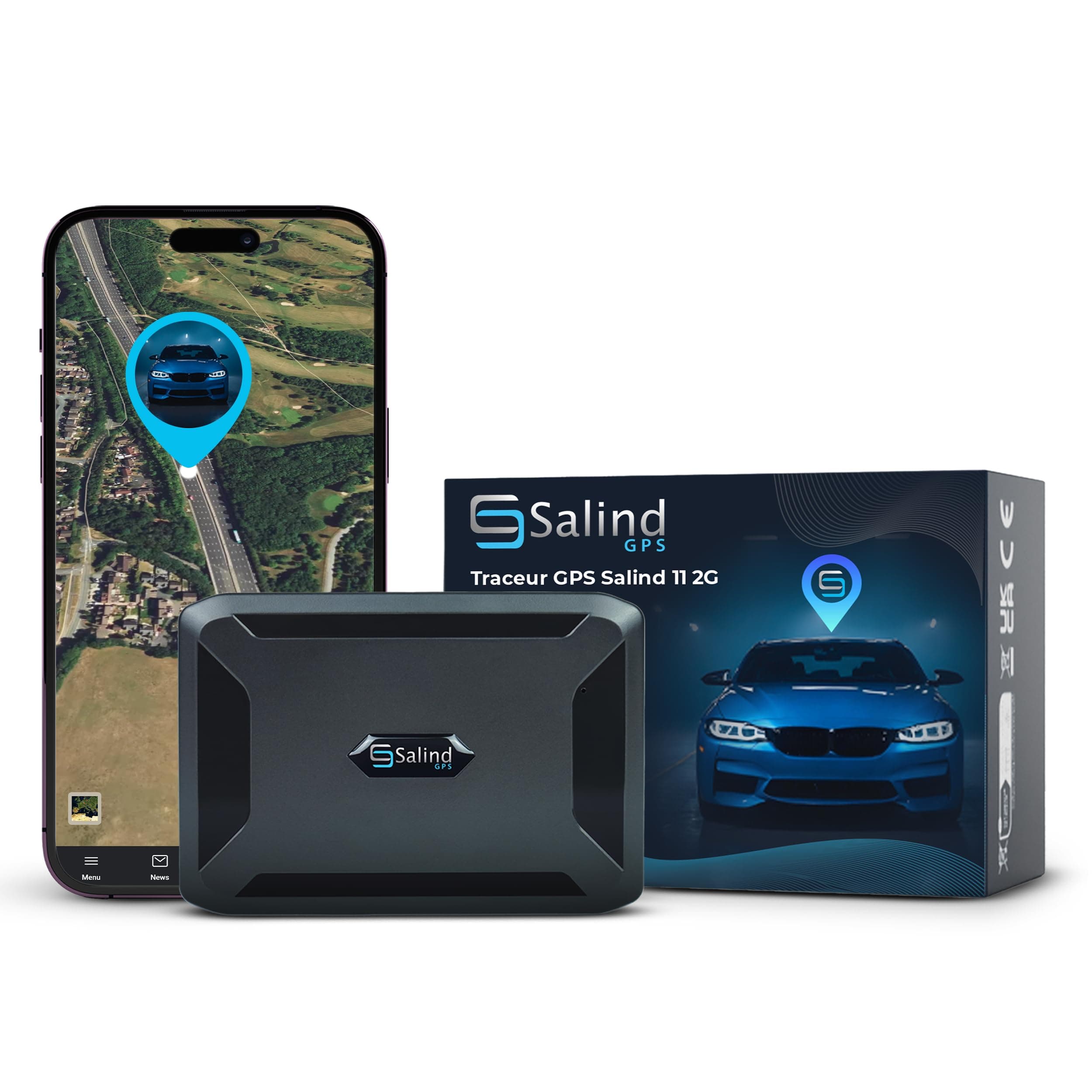SALIND GPS - Salind 11 GPS Traceur pour Voitures, Motos et Bien Plus Encore - Aimant intégré : Fixation sécurisée - Longue durée de Vie de la Batterie - Traceur GPS avec Suivi en Temps réel