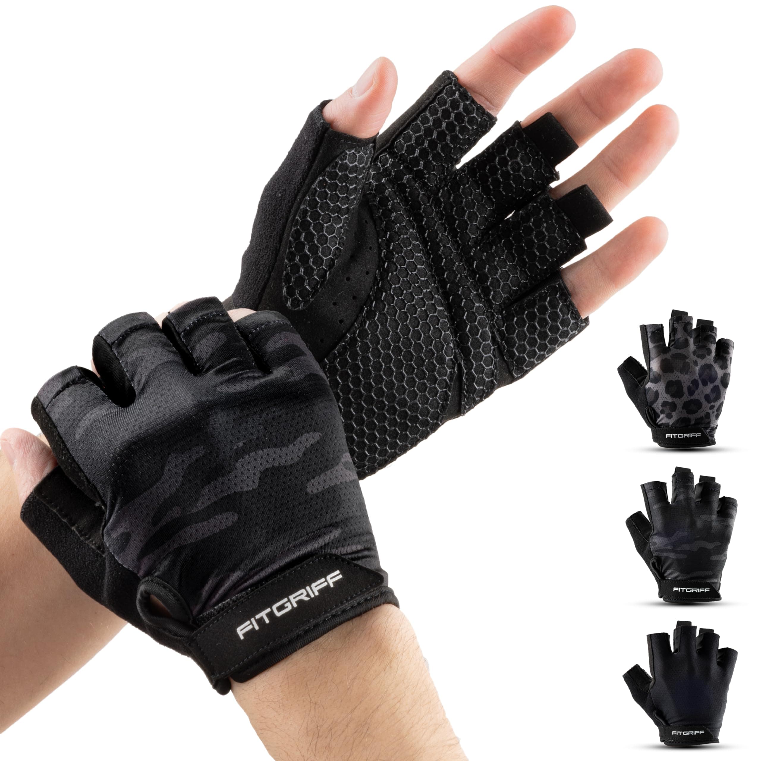 Fitgriff® Guantes Gimnasio Hombre y Mujer (Acolchado) - Accesorios para Gym, Fitness, Entrenamiento y Levantamiento de Pesas