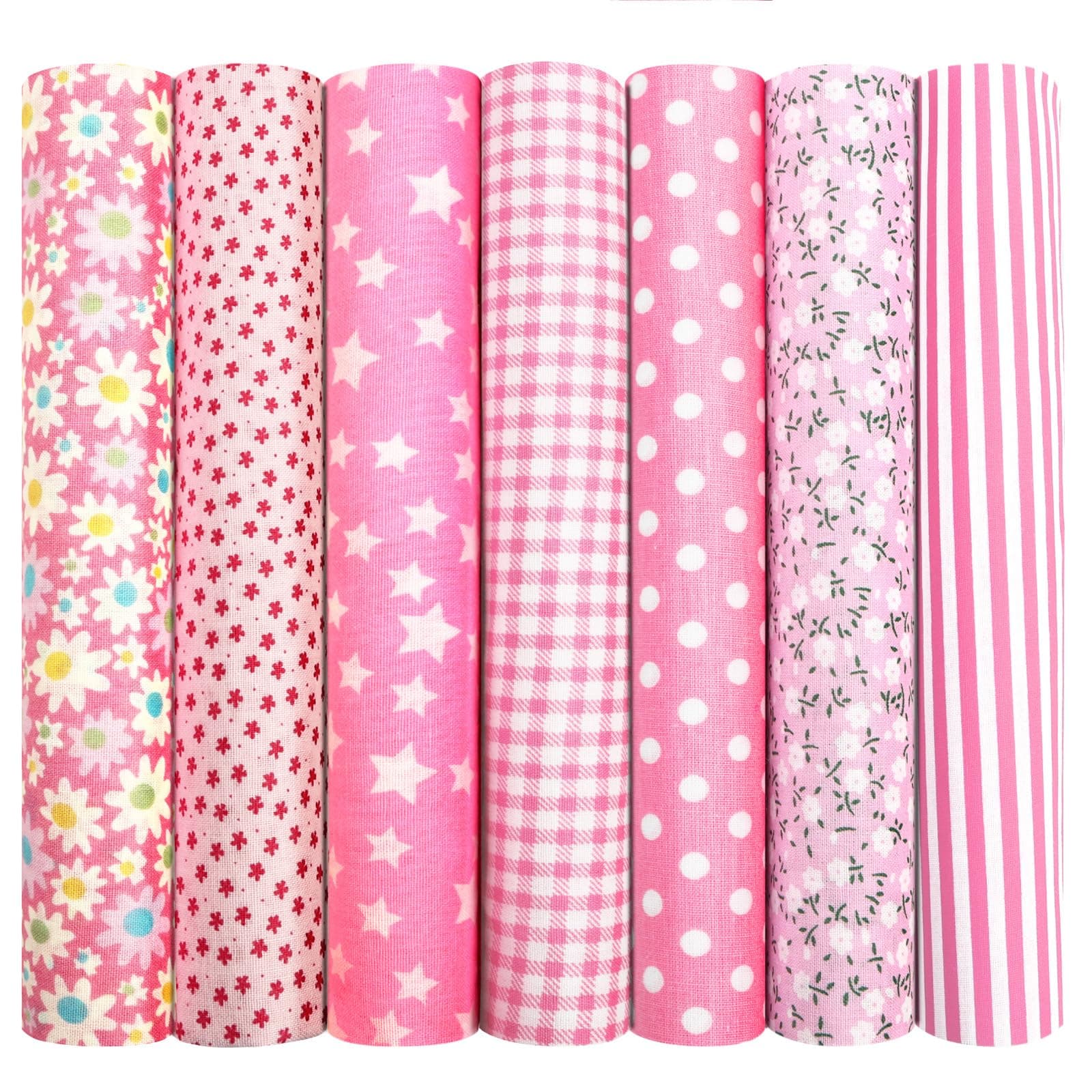 Aucuu Tissus Coton Couture, Lot de 7 50*50cm Tissus Imprimés, 100% Coton Tissu pour Patchwork, pour Passionnés de Couture, Adultes et Enfants, Poupées DIY, Coutures, Vêtements, Décoration D'intérieur