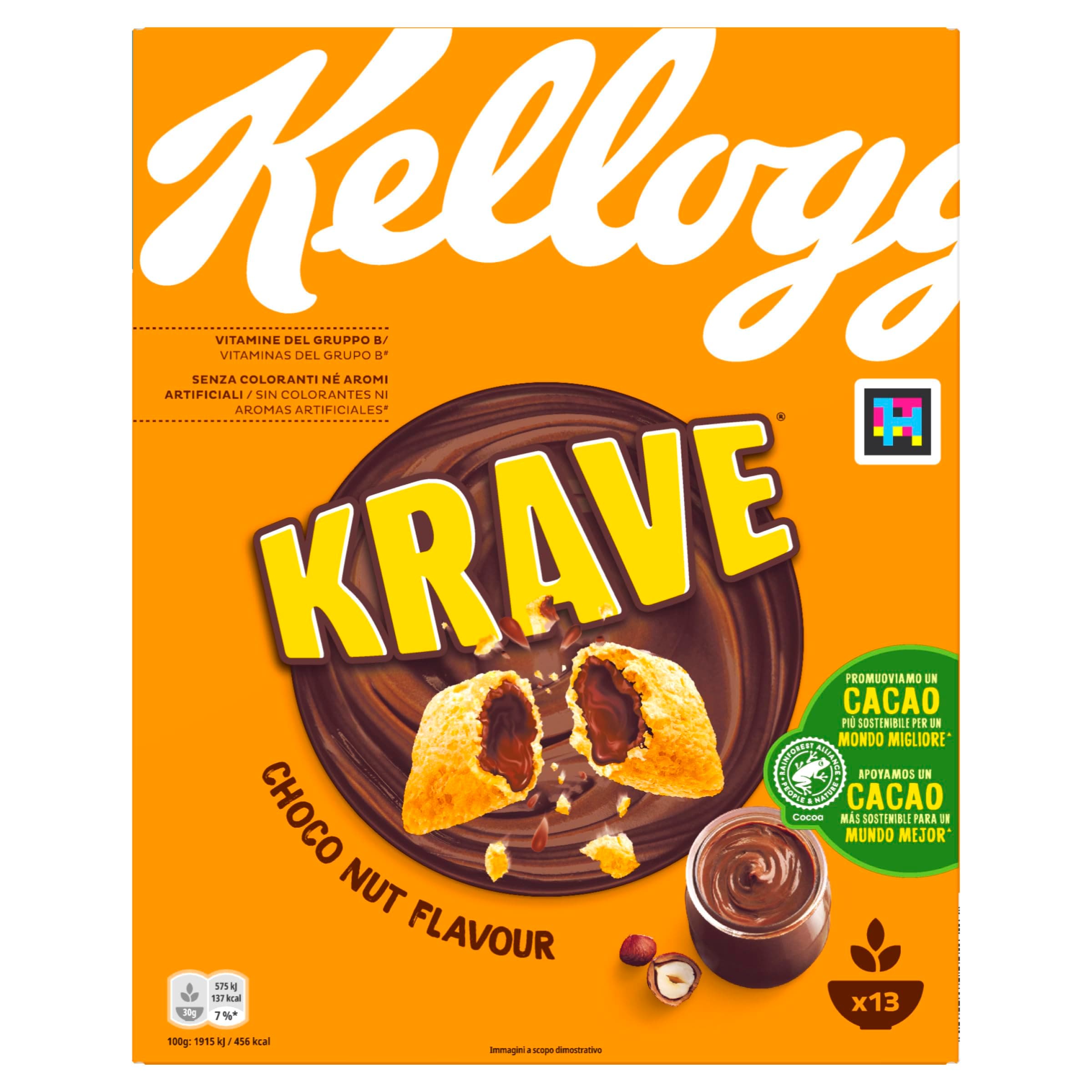 Kellogg's Krave Choco Nut | Gusto Cioccolato e Nocciola | Cereali per la Colazione | Confezione Singola da 410g (1 x 410g)