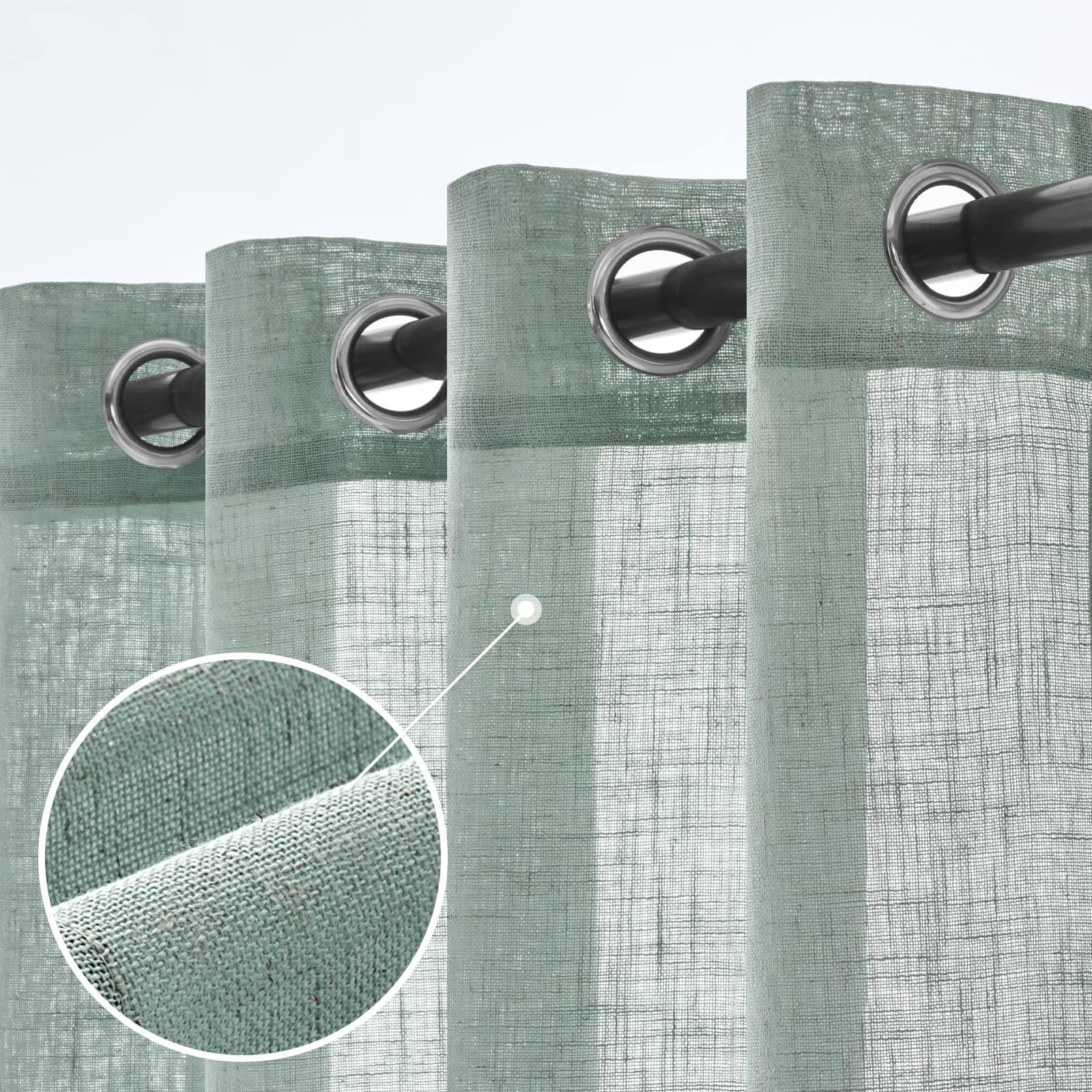 Woaboy Cortinas de Lino Visillo Translúcido Cortinas con Ojales Modernas Decorativas para Salón Ventana Habitación Dormitorio 2 Piezas 140x145 cm Azul