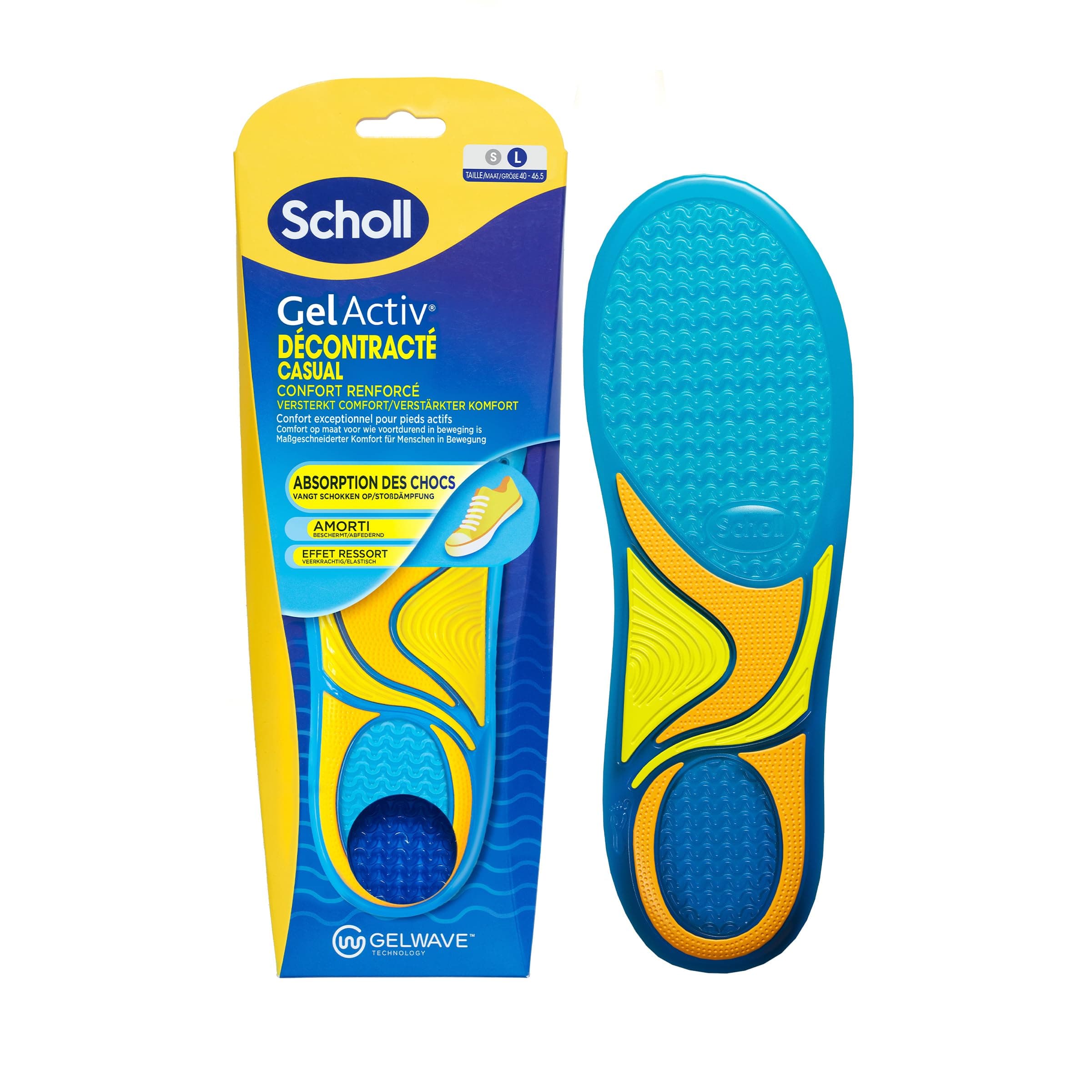 Dr. Scholl's Semelles GelActiv Décontracté pour chaussures hommes - Un confort renforcé par la mousse à mémoire de forme et la technologie GelWave tout au long de la journée - Taille 40 à 46,5