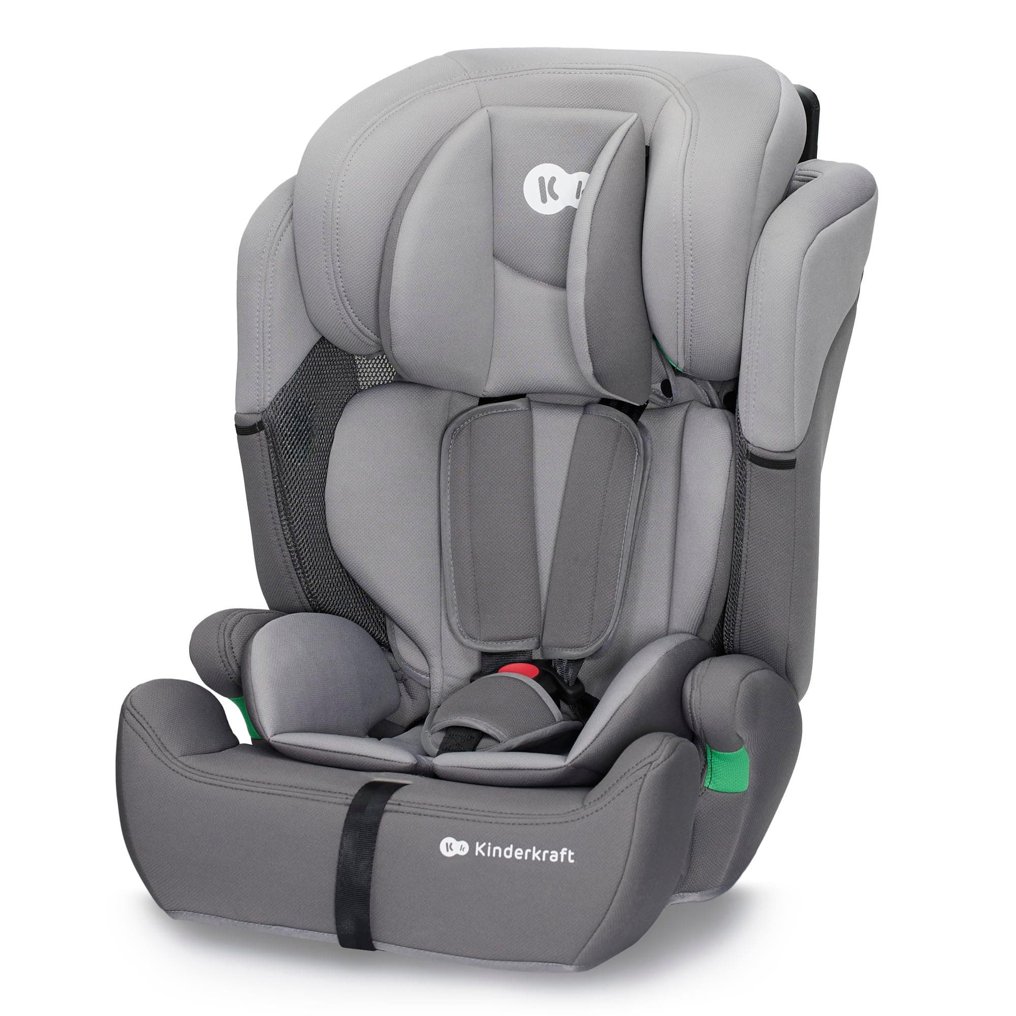 Kinderkraft COMFORT UP i-Size 76 et 150 cm, Siège auto bébé Groupe 1/2/3 de 9 à 36 kg, 15 mois à 12 ans, Têtière ajustable, 11 niveaux de réglage, Harnais de sécurité 5 points, Housse amovible, Gris