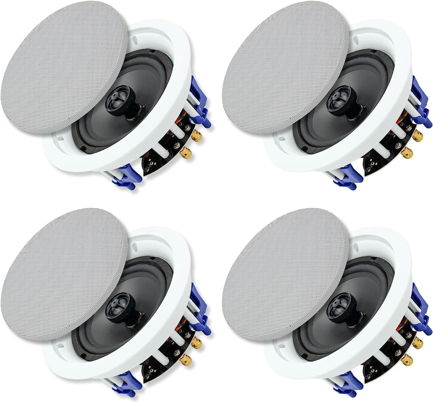 Herdio 6,5 Pouces 640 Watts Haut-parleurs de Plafond encastrés 2 Voies pour Le Bureau, la Cuisine, Le Salon, la Salle de Bain (4 Haut-parleurs)