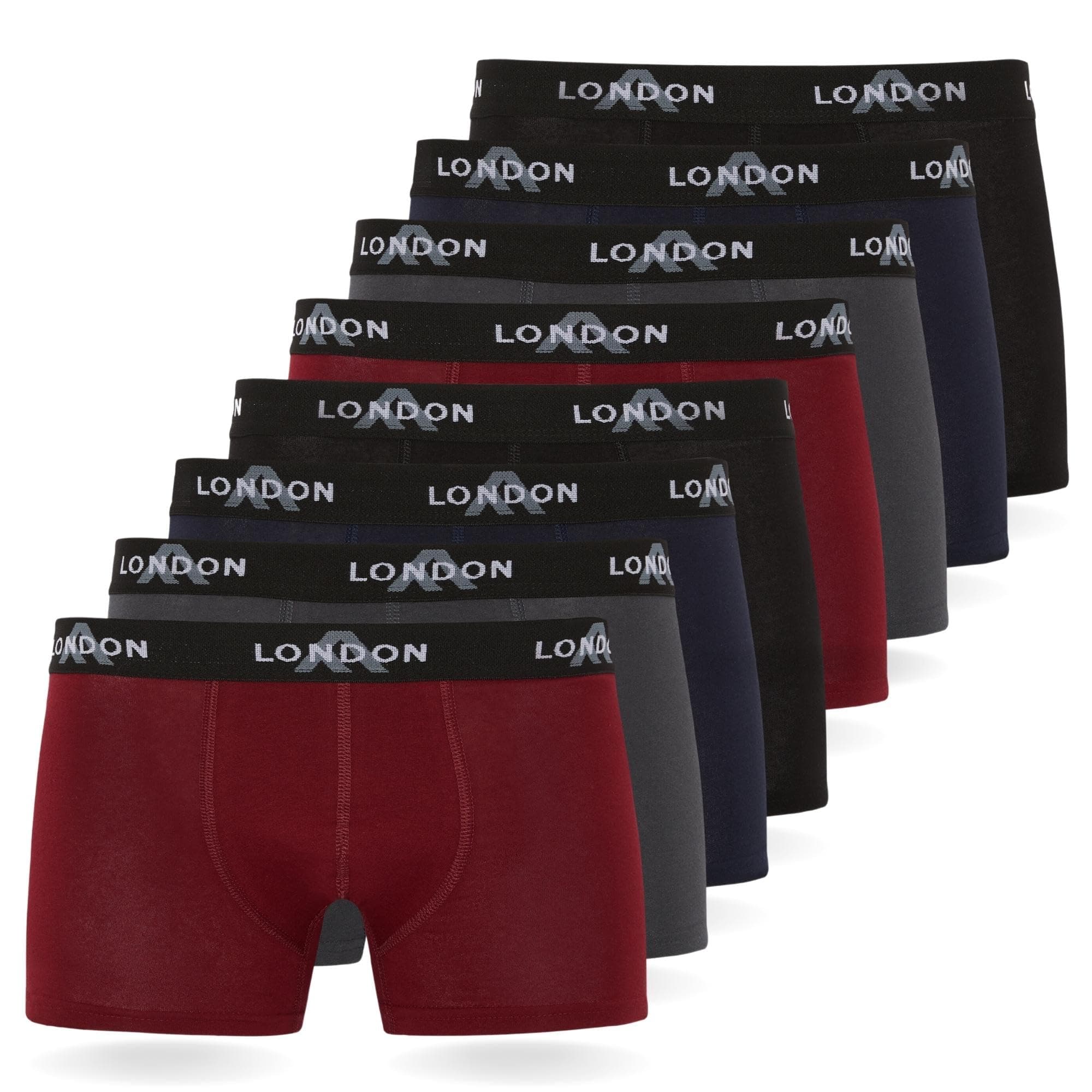 FM London - Bóxers para Hombre, Suaves, Ropa Interior elástica para Uso Diario Paquete de 4/8