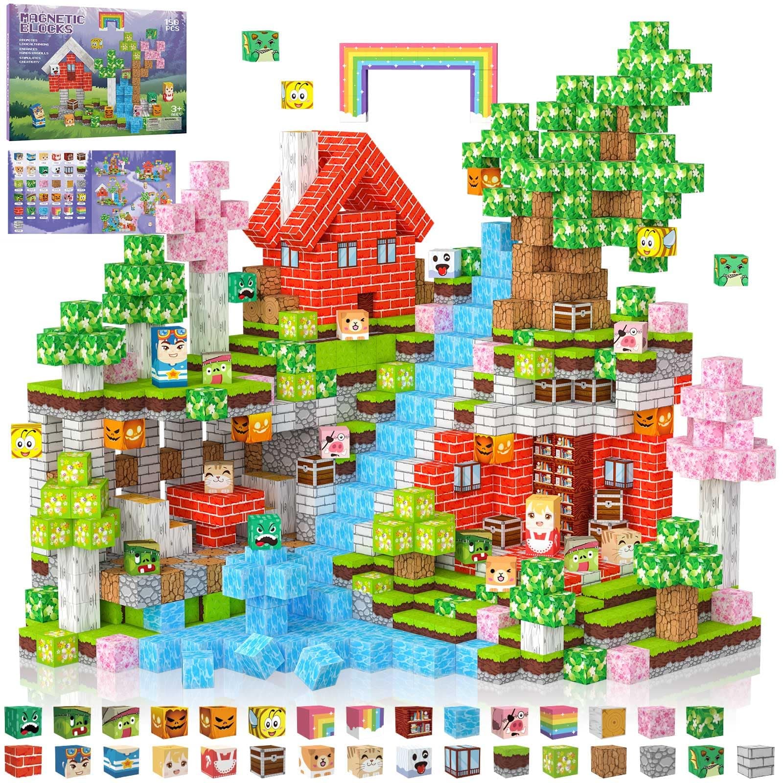 Crifeton Costruzioni Magnetiche per Bambini 150 PCS 2CM 3+ Giochi Cubi Magnetici, Blocks Giocattoli Montessori a Partire da 3 4 5 6 7 8 9 10 11 12 Anni Regali di Compleanno per Ragazzi