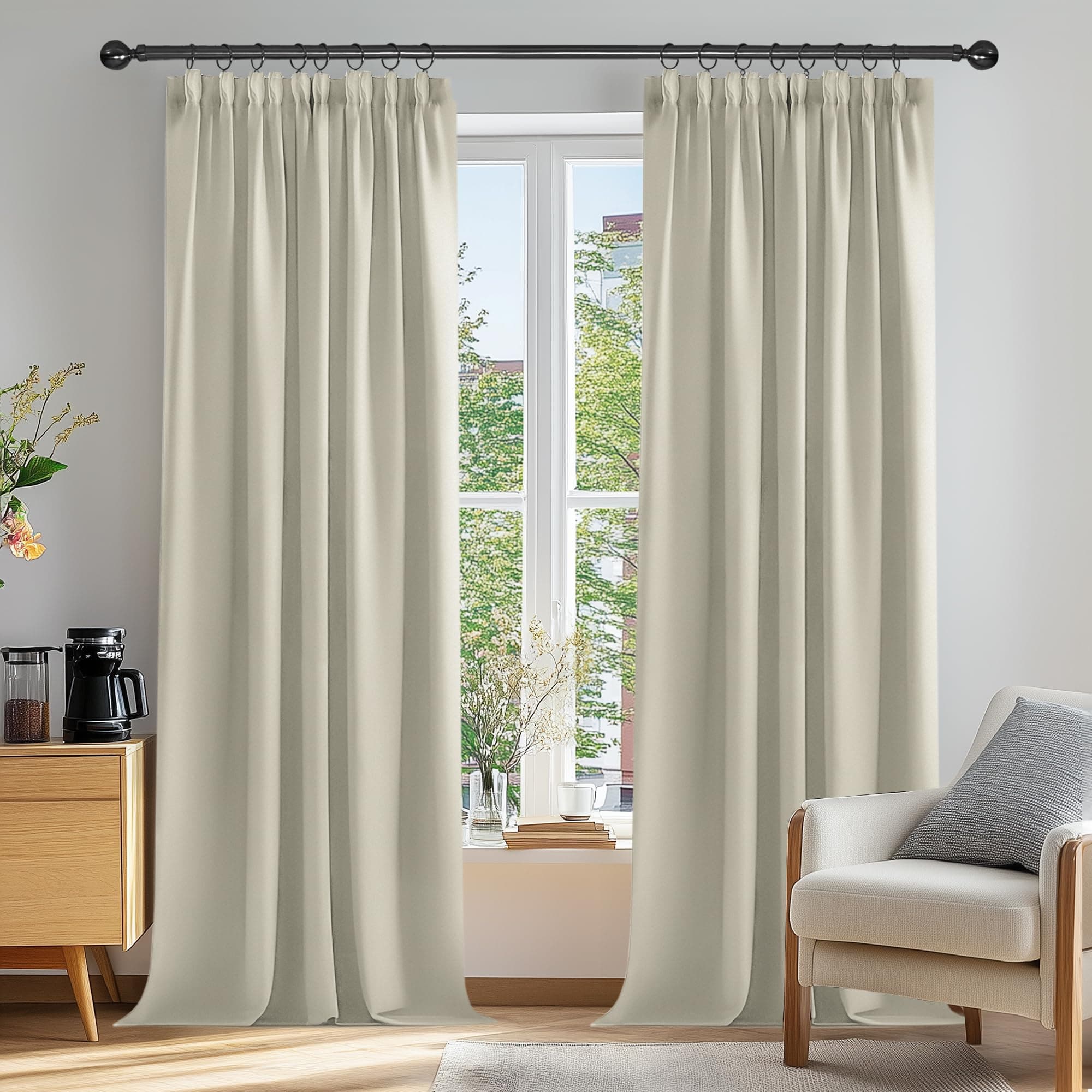 Deconovo Tende Oscuranti per Interni con Fettuccia, Termiche Isolanti – 3 Modi di Montaggio, per Camera da Letto e Soggiorno, 2 Pannelli 140x280 cm, Beige Chiaro, Certificato OEKO-TEX