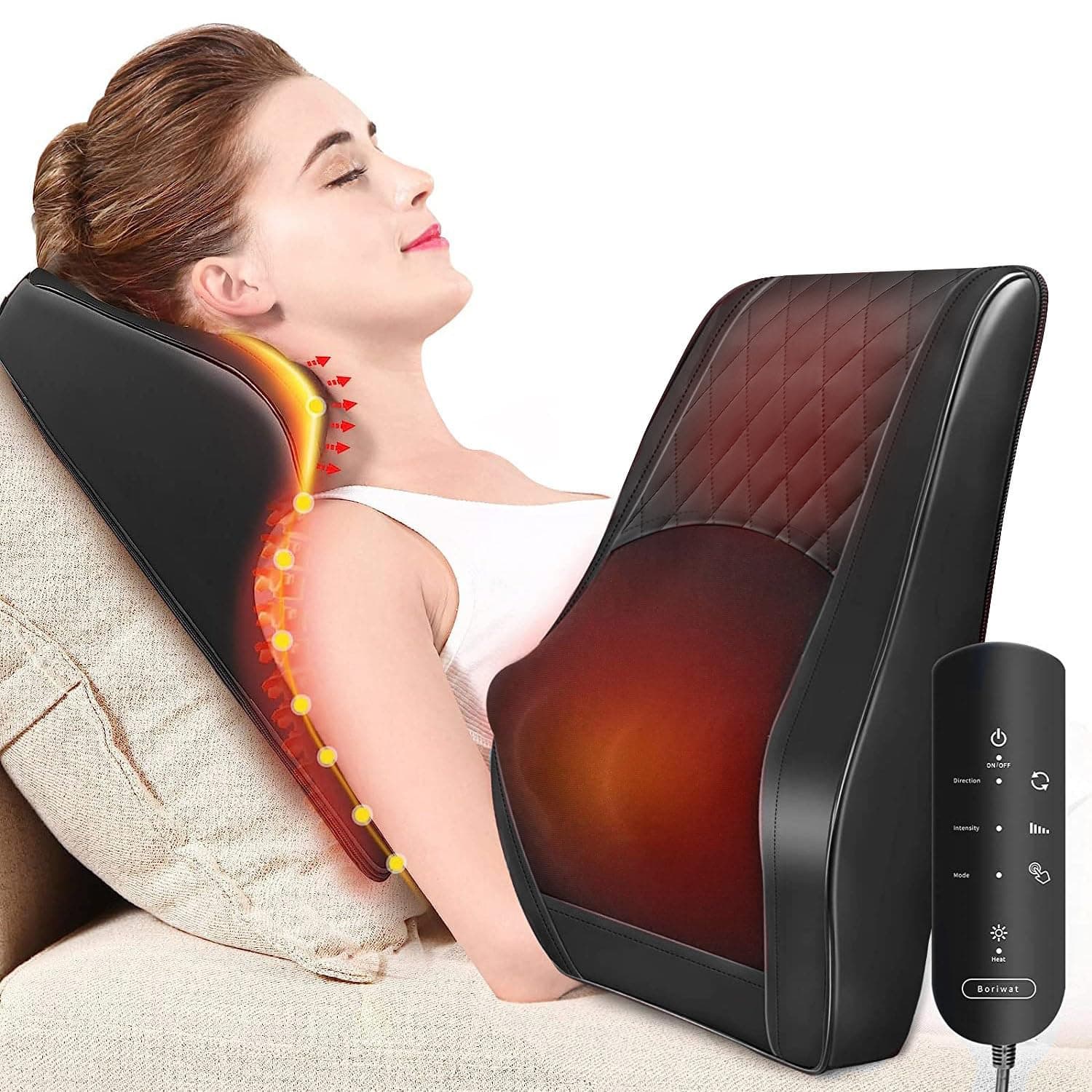 OMASSA Masseur Cervical avec Coussin Chauffant, Massage Dos et Cou, Soulage Douleurs Musculaires Cou, Épaules, Dos, Jambes et Pieds, Idéal Cadeaux pour Homme, Meres, Pere, Grand Mere