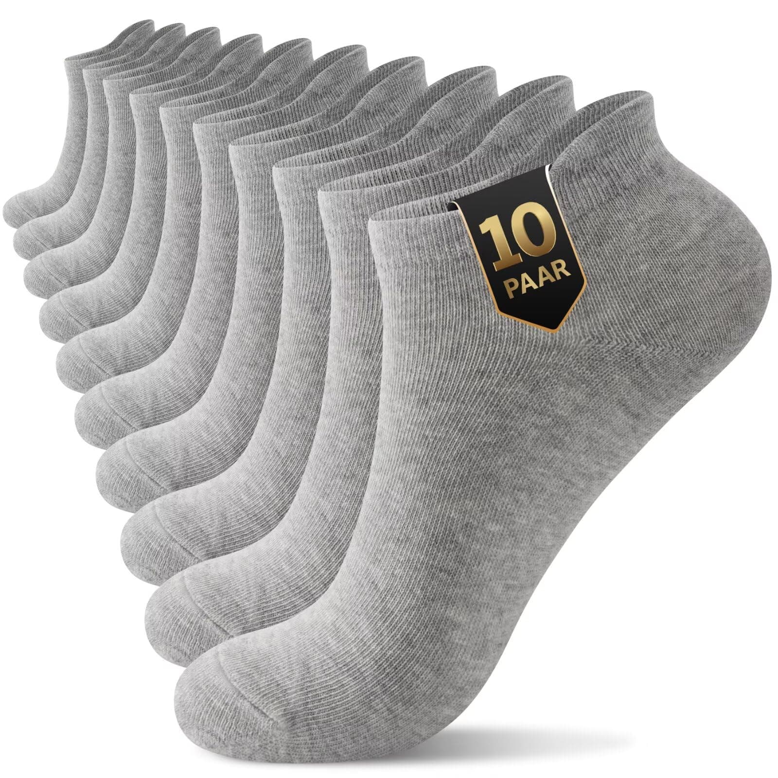 YouShow Calzini Corti Uomo Donna 10 Paia, Cotone Traspirante, Fantasmini Unisex, Nero/Bianco/Grigio, Taille 35-50