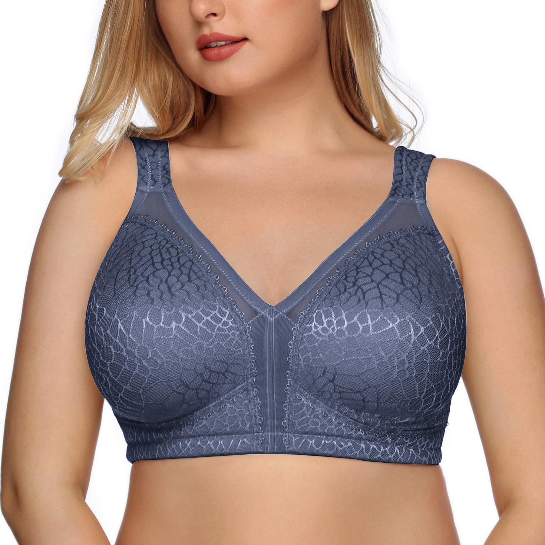 Dotvol Soutien-Gorge Femme minimiseurs Dentelle Bra Comfortable sans Armature Couverture complète Grande Taille