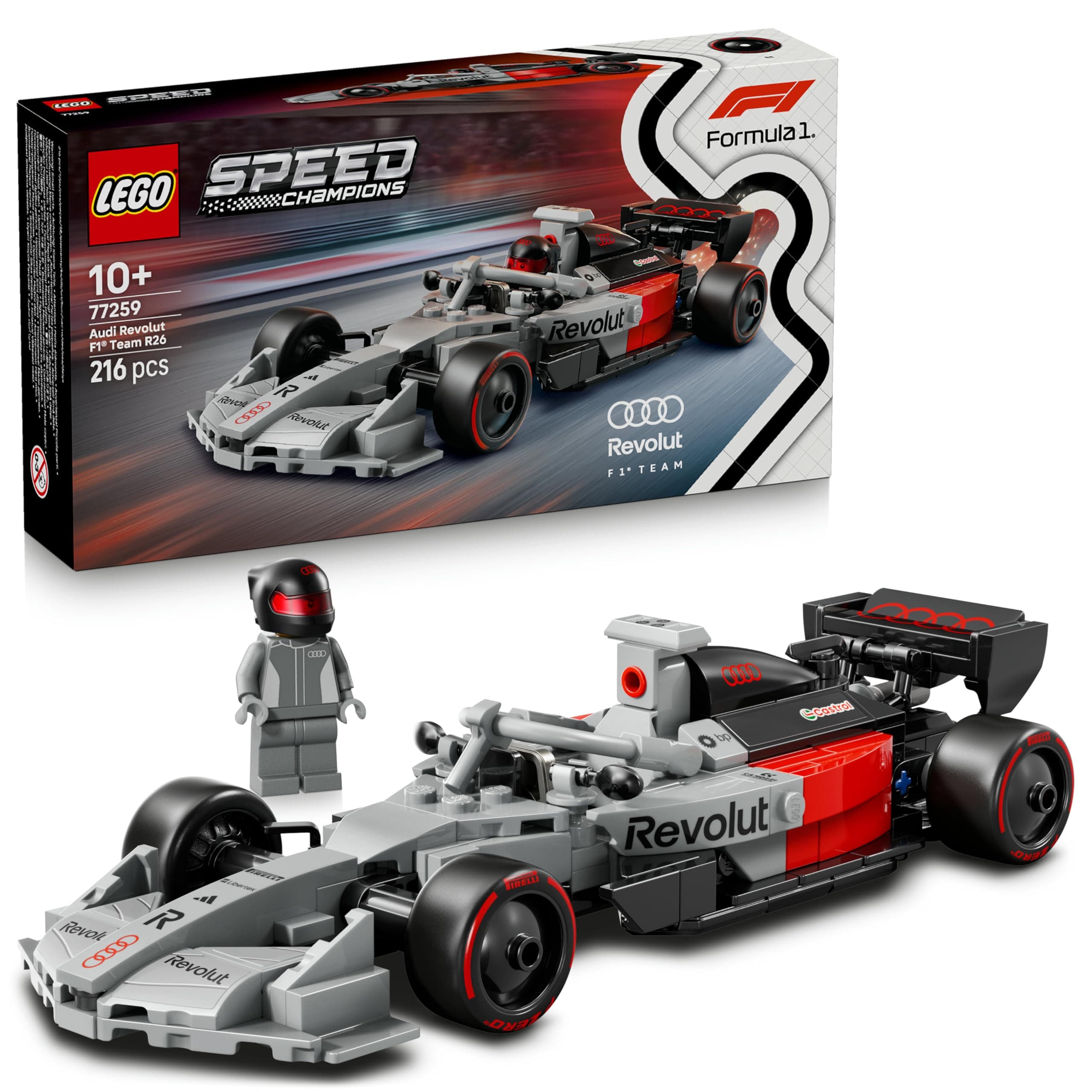 LEGO Speed Champions Auto da Corsa Audi Revolut F1 Team R26 Giocattolo - Kit Modellismo con Minifigure del Pilota da Collezione - Regalo per Bambini da 10 Anni in su e per i Fan dei Motorsport - 77259