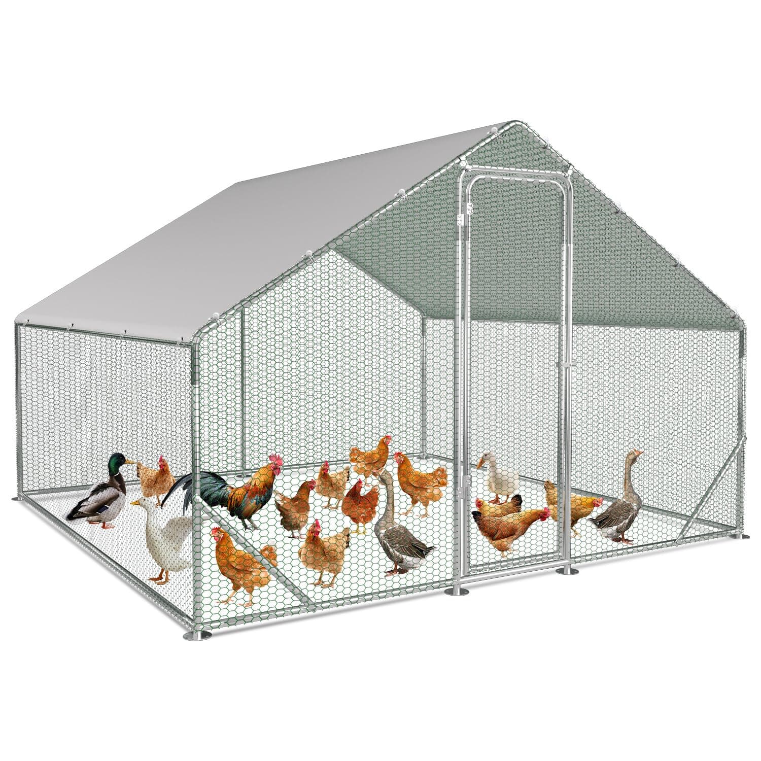 Sonnewelt Poulailler en acier galvanisé avec toit pare-soleil et porte pour poulets