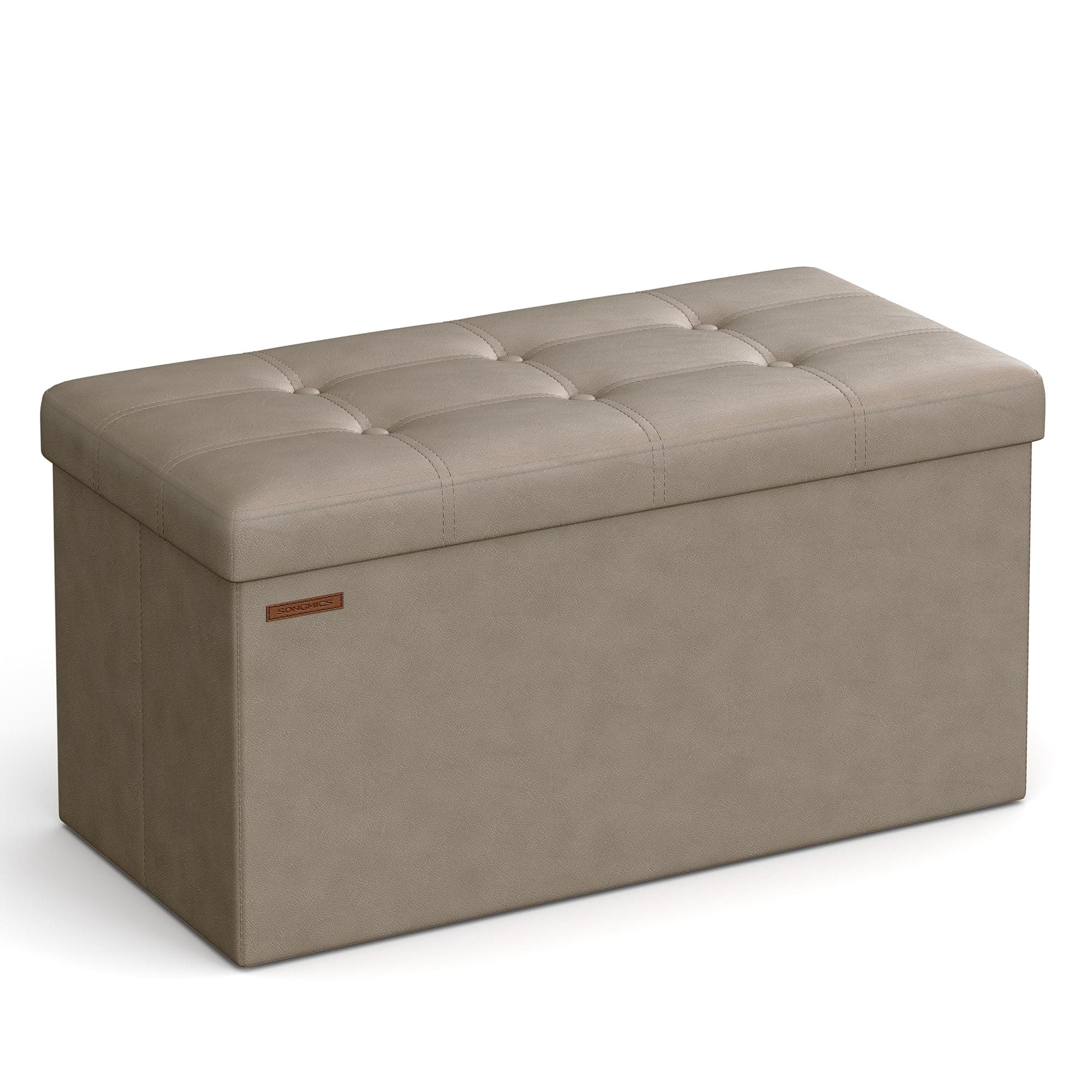 SONGMICS Sitztruhe, Sitzbank, Helltaupe, 38×38×38cm