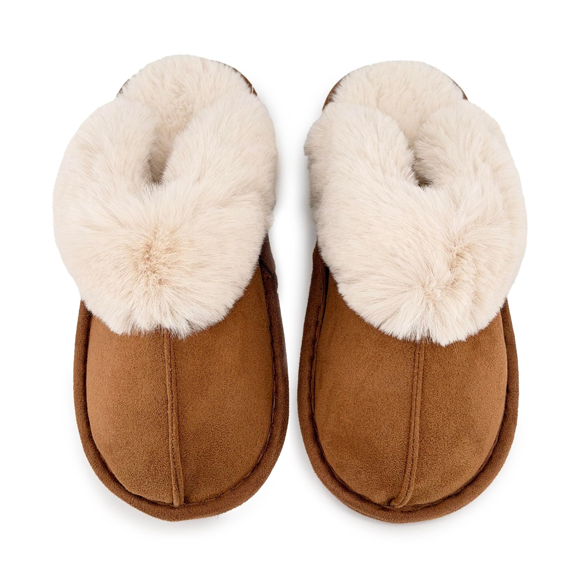 JOMIX Zapatillas de Estar por Casa Mujer Invierno Peluche | Corte de tela suave con cuello de peluche, suela TPR antideslizante, ideales para el hogar en invierno