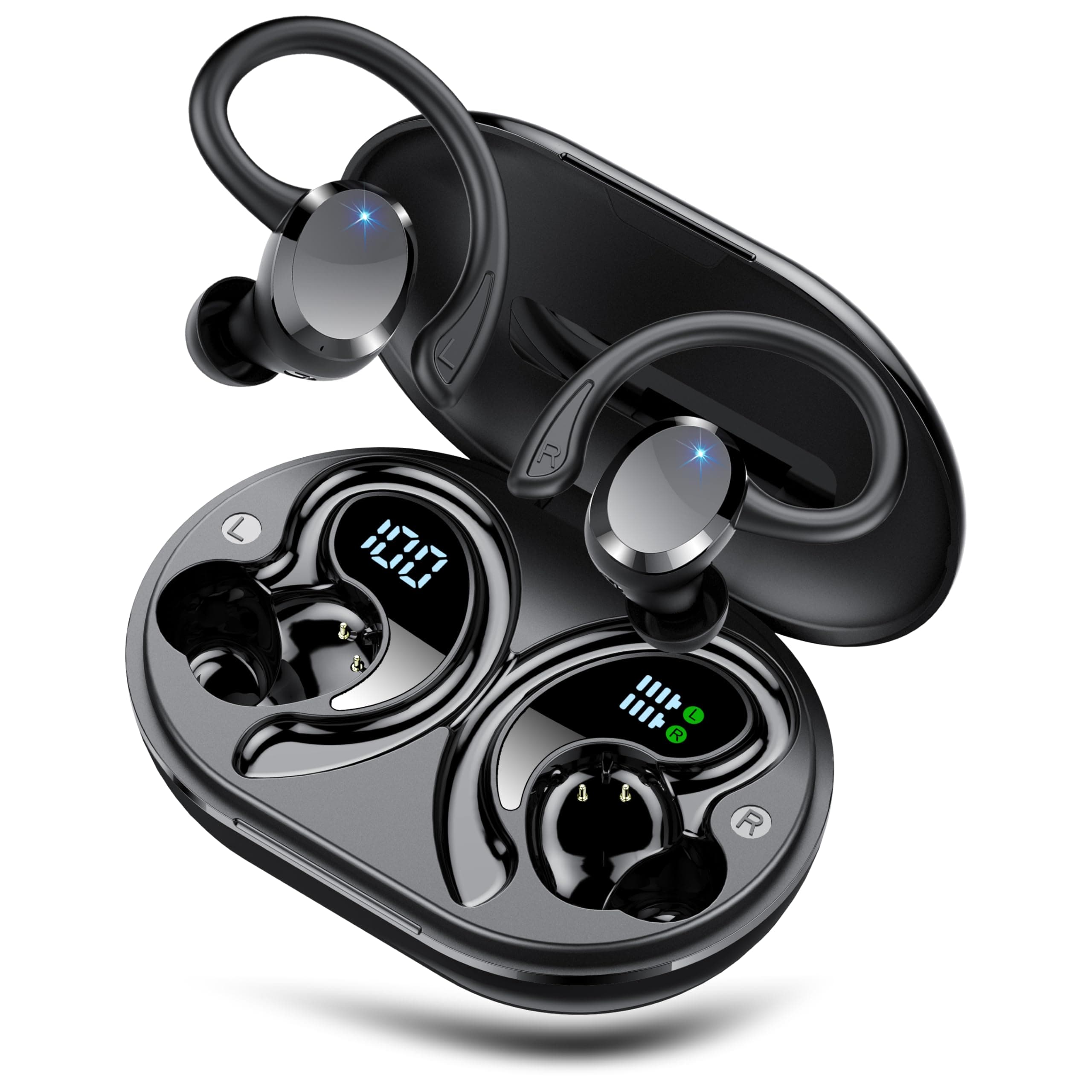 Cuffie Bluetooth Sport, 2026 Nuovo Auricolari Bluetooth 5.4 con Stereo Hi-Fi, 68 Ore Cuffie Wireless con 4 ENC Cancellazione Rumore Microfono, Impermeabile IP7 Cuffiette Wireless, Display LED