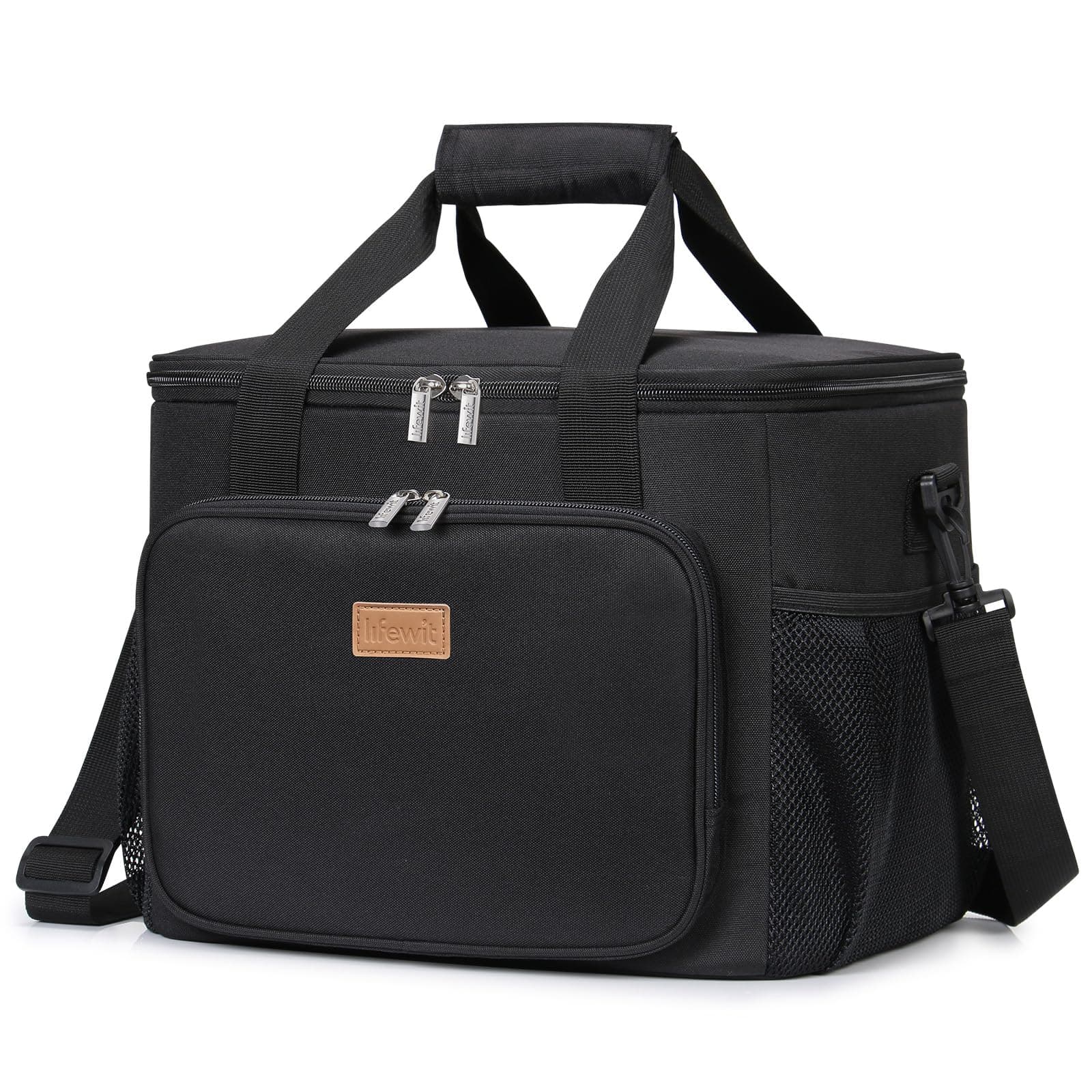 Lifewit 24L 40 Dosen Kühltasche klein unterwegs, Isolierte Cooler Bag Lunchtasche faltbar für Herren und Damen, wasserdichte Thermotasche Umhänge für Essen, Bier, Arbeit, Strand, Reise, Schwarz