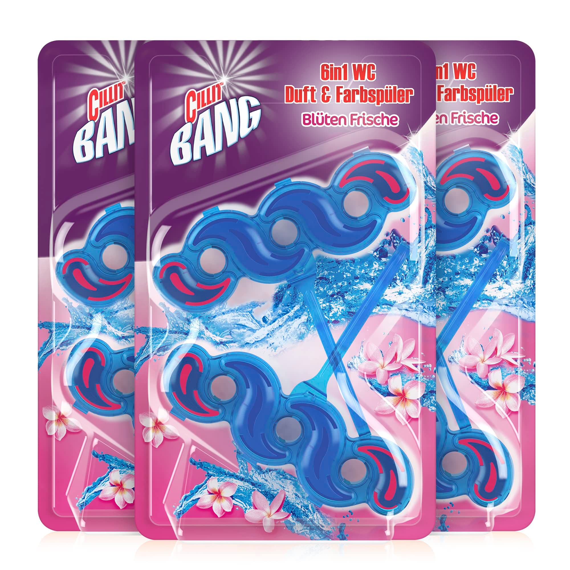 Cillit Bang WC Steine Toilette – WC-Reiniger und Duftspüler gegen Schmutz und Kalk – Blüten Frische – 3 x 2er Pack