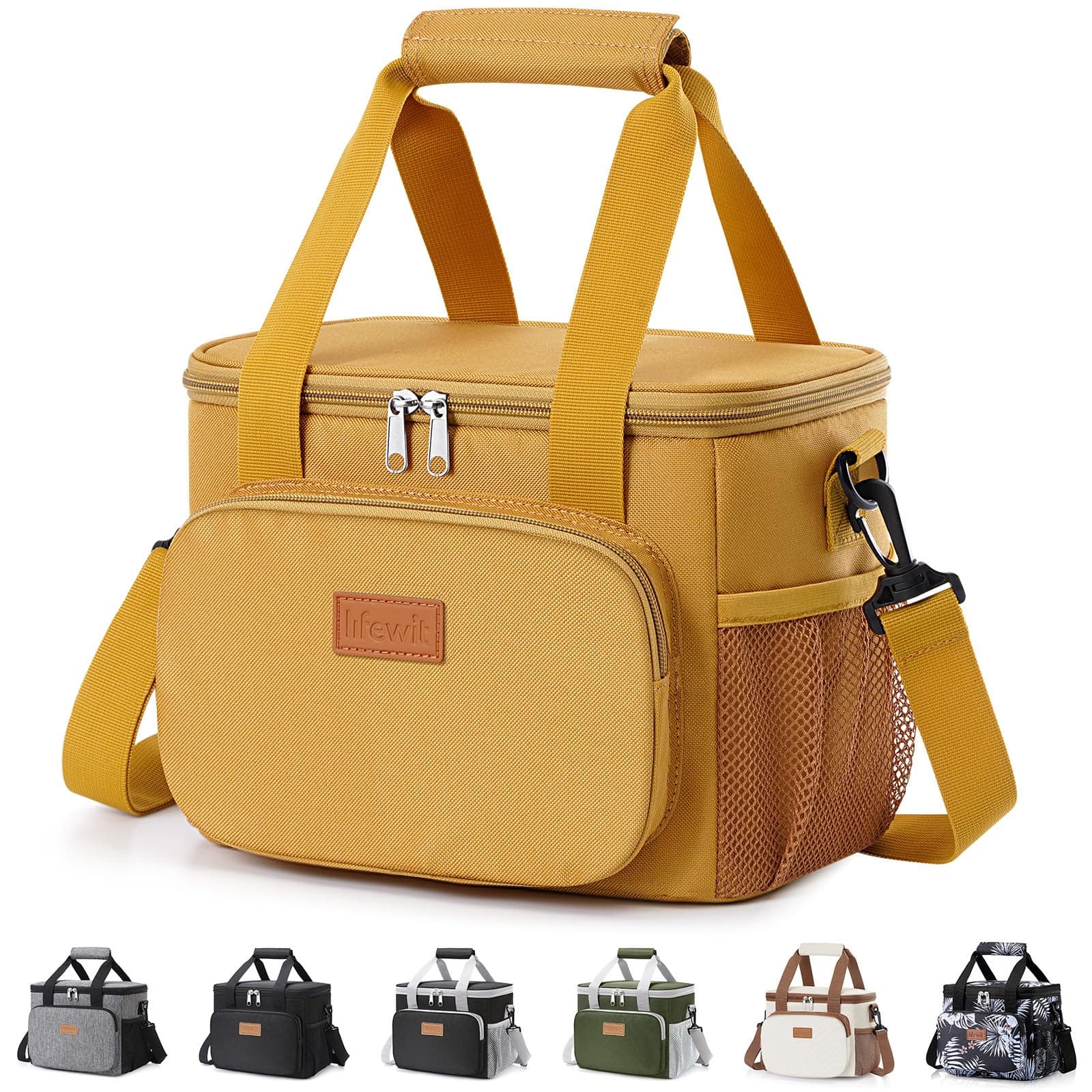 Lifewit 9L 12 Dosen Kühltasche klein unterwegs, Isolierte Cooler Bag Lunchtasche faltbar für Herren und Damen, wasserdichte Thermotasche Umhänge für Essen, Bier, Arbeit, Strand, Reise, Braun