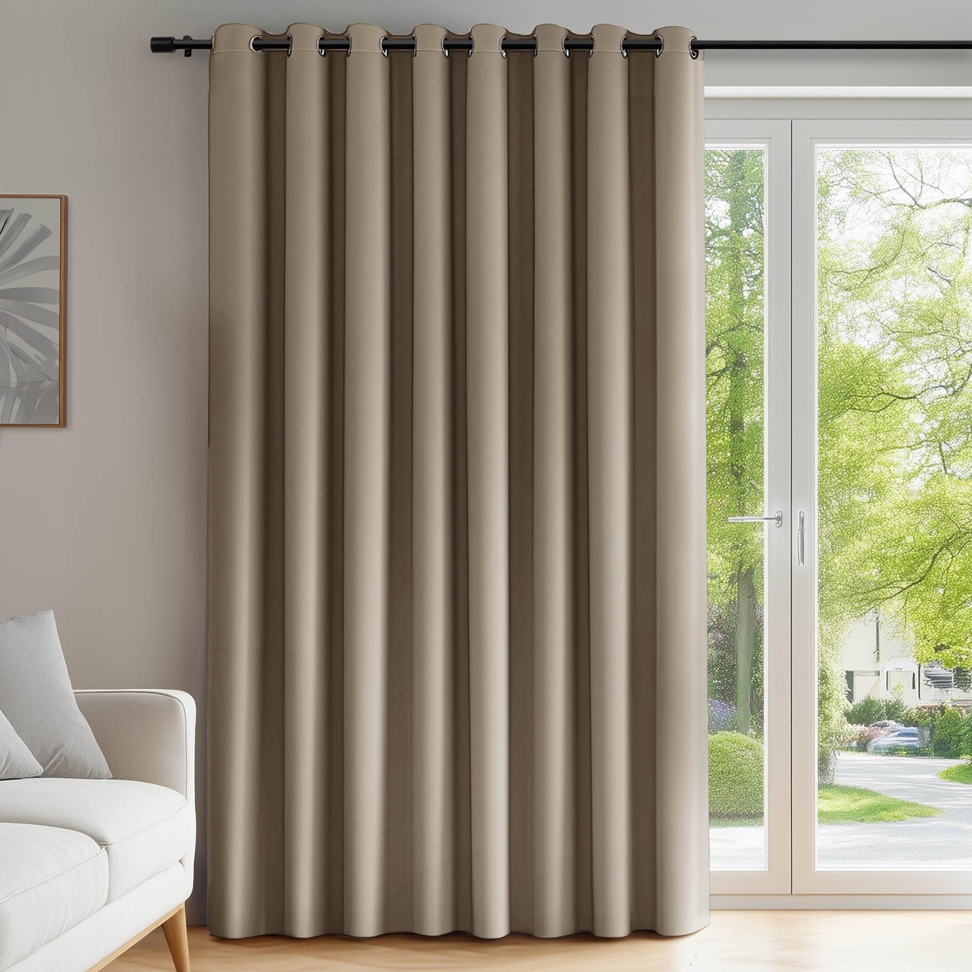Deconovo Tende Camera da Letto Oscuranti per Interni 214 CM Altezza, Tenda Oscurante Termica Isolante con Anelli per Finestre 1 Pannello, 254x214 CM, Cachi
