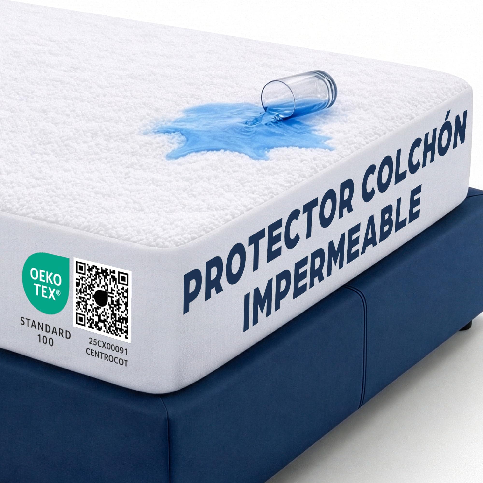 Protector Colchón 60x120 cm Funda Colchón Impermeable de Algodón Sábana Impermeable Protectora para Cuna Cubre Colchón Transpirable Hipoalergénico Antiácaros Antibact. Lavable a Máquina