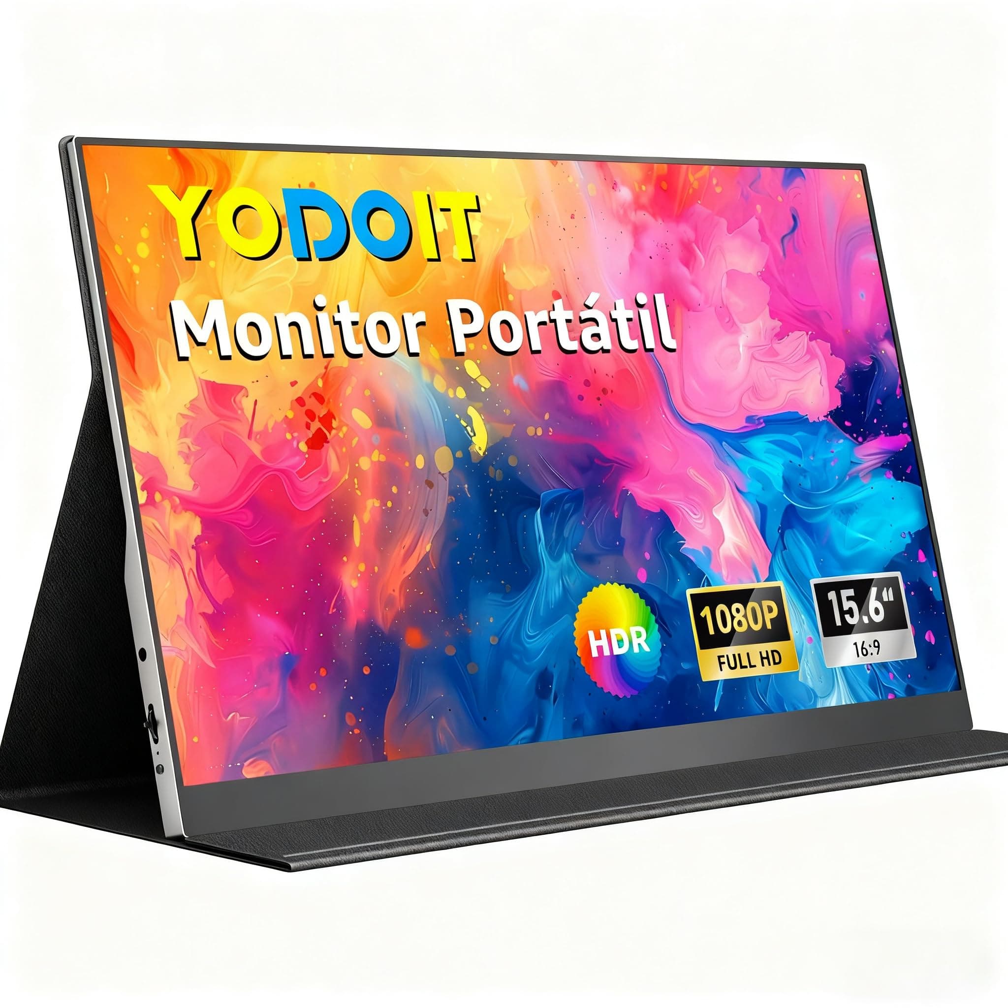 Yodoit Monitor Portátil Pantalla Portatil de 15,6 Pulgadas IPS 1080P FHD 100% sRGB USB Type-C de Computadora, Juego HDR con HDMI/USB C para MacBook PC Xbox PS4/5 Nintendo Switch Teléfono