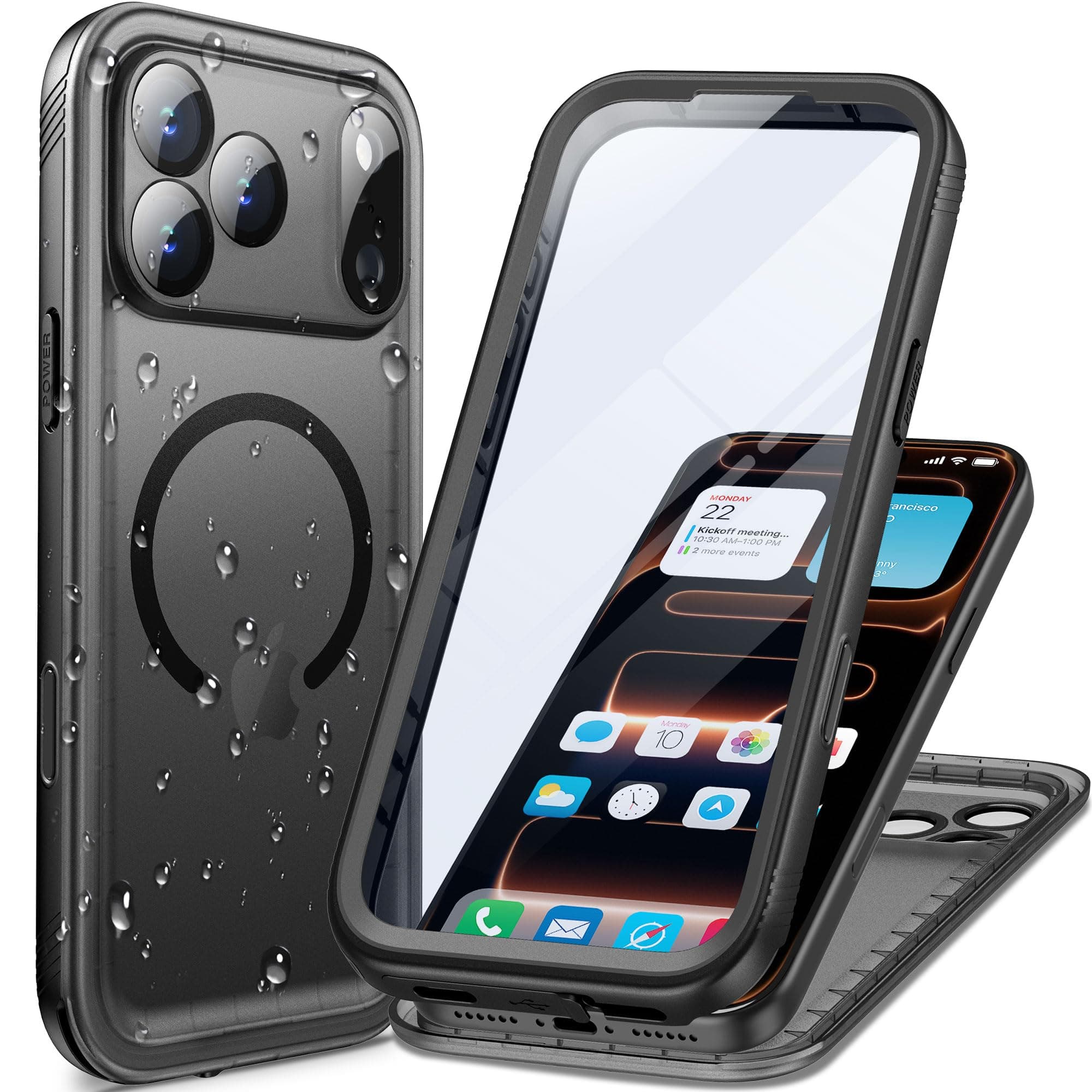 Cozycase Top Coque Magnétique pour iPhone 17 Pro Antichoc IP68 Étanche Compatible avec MagSafe Militaire 360 Intégrale Anti Choc Chute Poussière Eau Incassable Rigide Double Waterproof Case