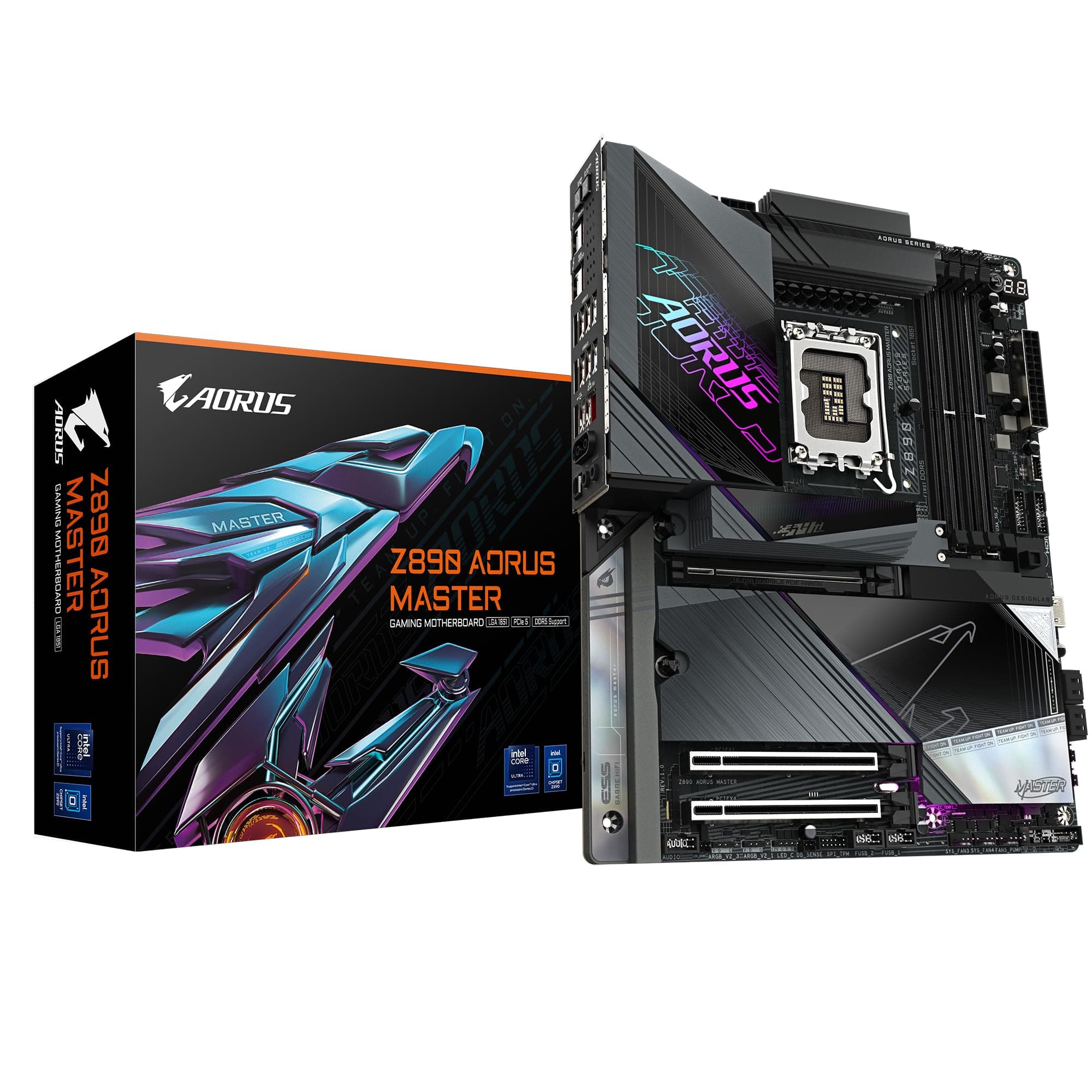 GIGABYTE Carte mère Z890 AORUS Master - Prend en Charge Les processeurs Intel Core Ultra (série 2), 18+1+2 Phases VRM, jusqu'à 9500MHz DDR5 (OC), 2xPCIe 5.0 + 3xPCIe 4.0, Wi-FI 7, LAN 10GbE