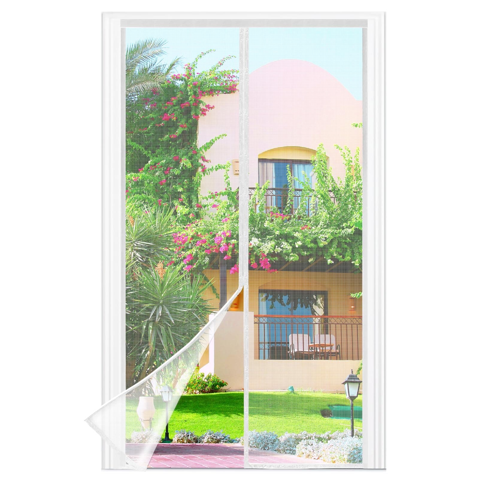 Zanzariera Magnetica - 85 x 225 CM Rete Fine - BIANCO, Zanzariera Porta Finestra Superiore Aumentato a 3,8 cm, si Chiude da Sola, Mantiene l'aria Fresca