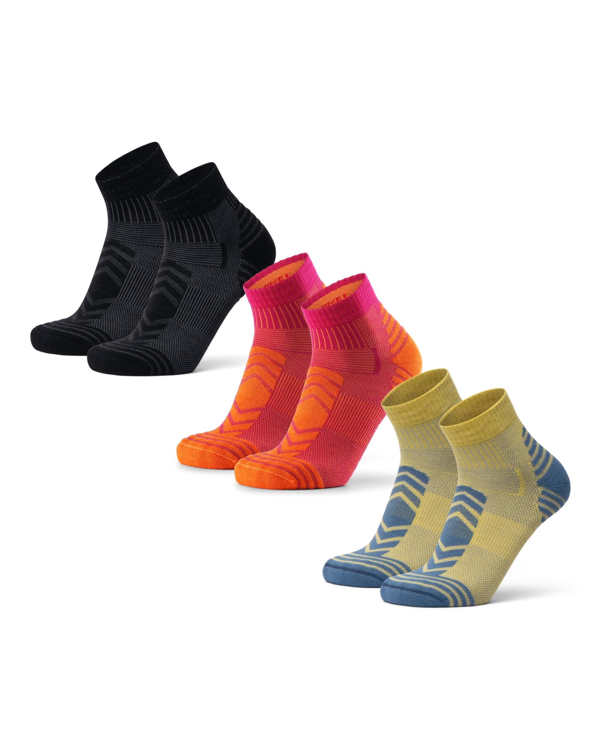 DANISH ENDURANCE Calze Trekking Corte Lana Merino, Calzini Termici Anti-Vesciche, Calze Escursionismo Traspiranti, Unisex, 3 Paia