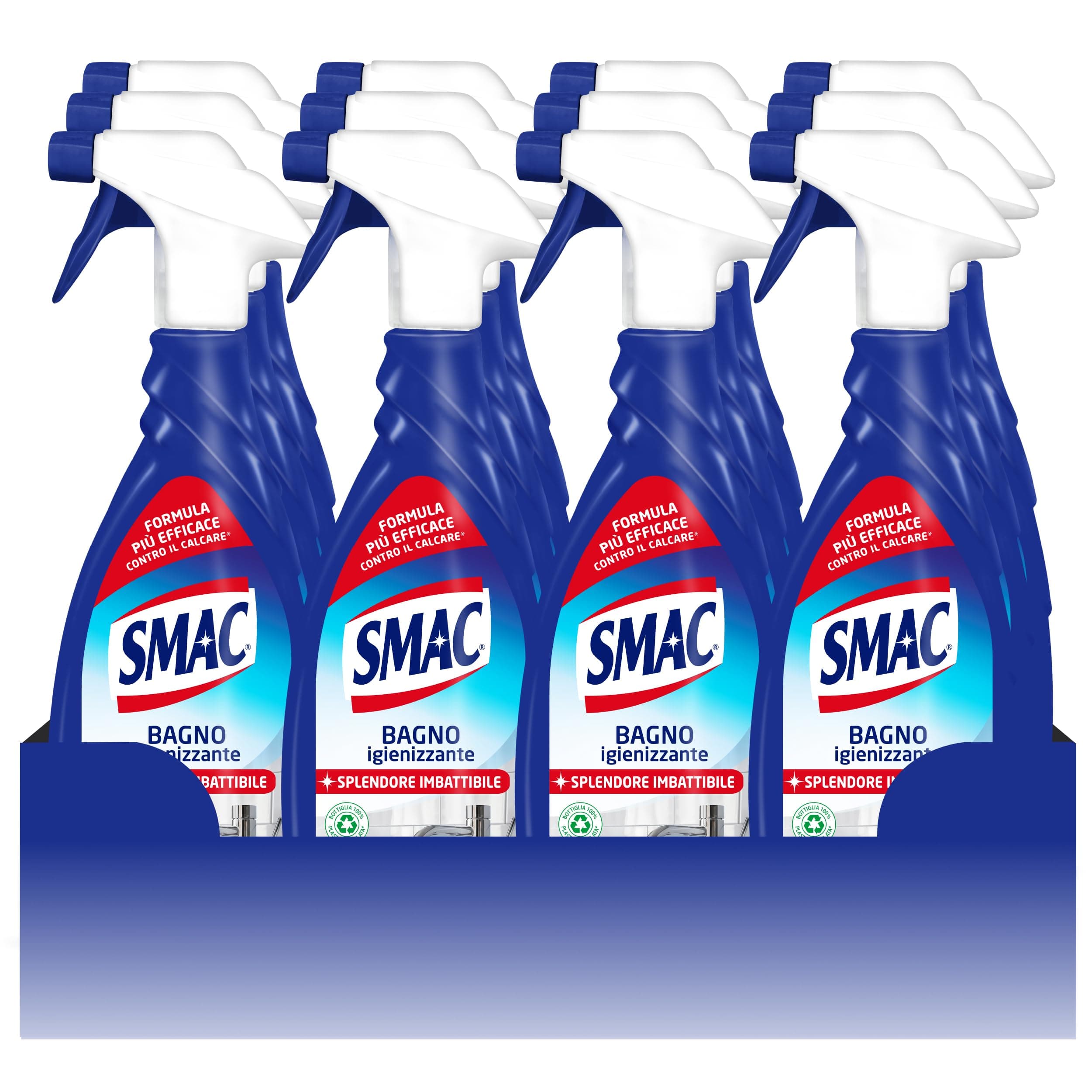 Smac - Bagno Igienizzante, Detergente Spray Multisuperficie con Azione Anticalcare e Tecnologia Zero Aloni, 650 ml x 12 Pezzi