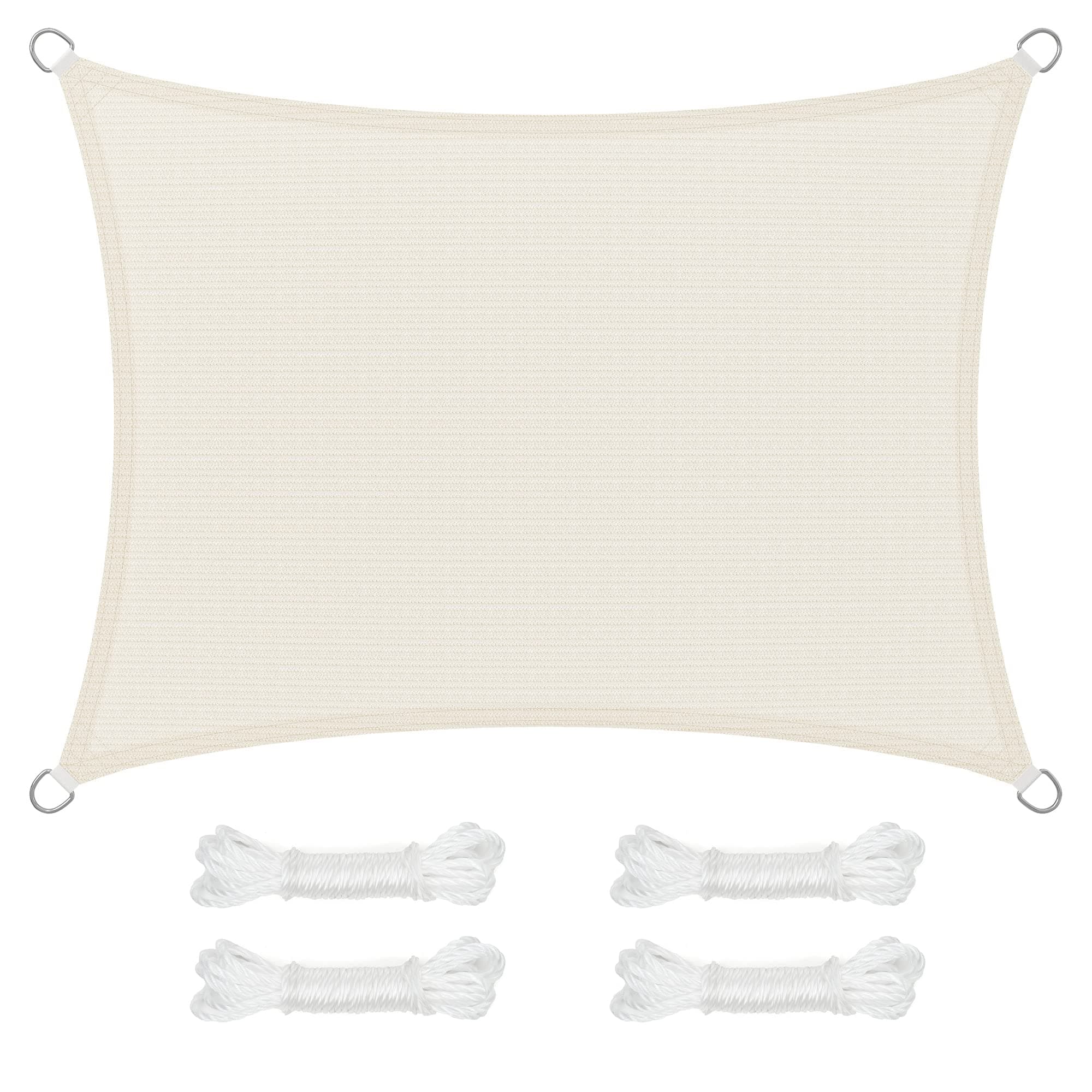 SONGMICS Sonnensegel 3 x 4 m, Sonnenschutz aus HDPE-Gewebe, luftdurchlässig, wasserdurchlässig, für Terrasse, Garten, Balkon, Camping, rechteckig, konkav, 2 m Seile, beige GSS34IVV1