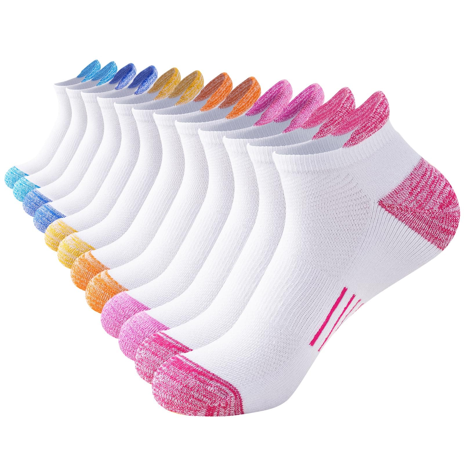 Niofind Chaussettes Femmes 35-38/39-42 Chaussettes Basses Femme De Sport En Coton Respirantes Courtes Chaussettes Anti-ampoules Femmes Chaussettes De Course Rembourrées 6 Paires