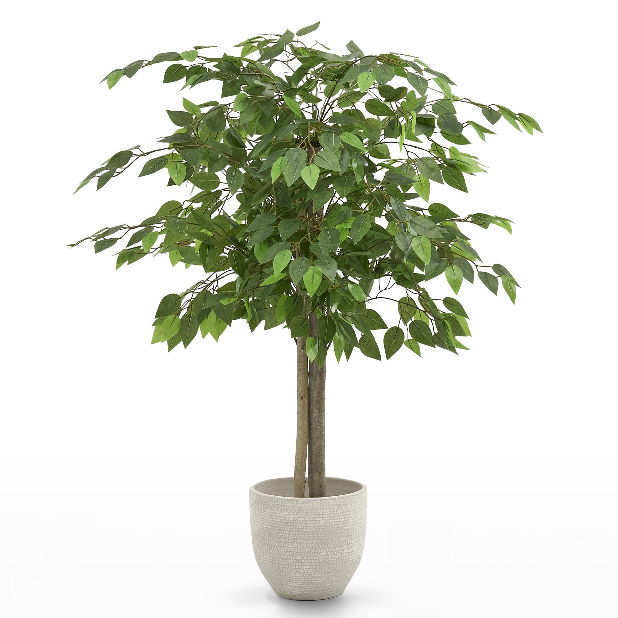 MAIA SHOP Ficus Artificial 105 cm con Tronco Natural, Planta Artificial Realista para Decoración de Interiores, Árbol Decorativo Compacto para Hogar, Oficina o Hoteles