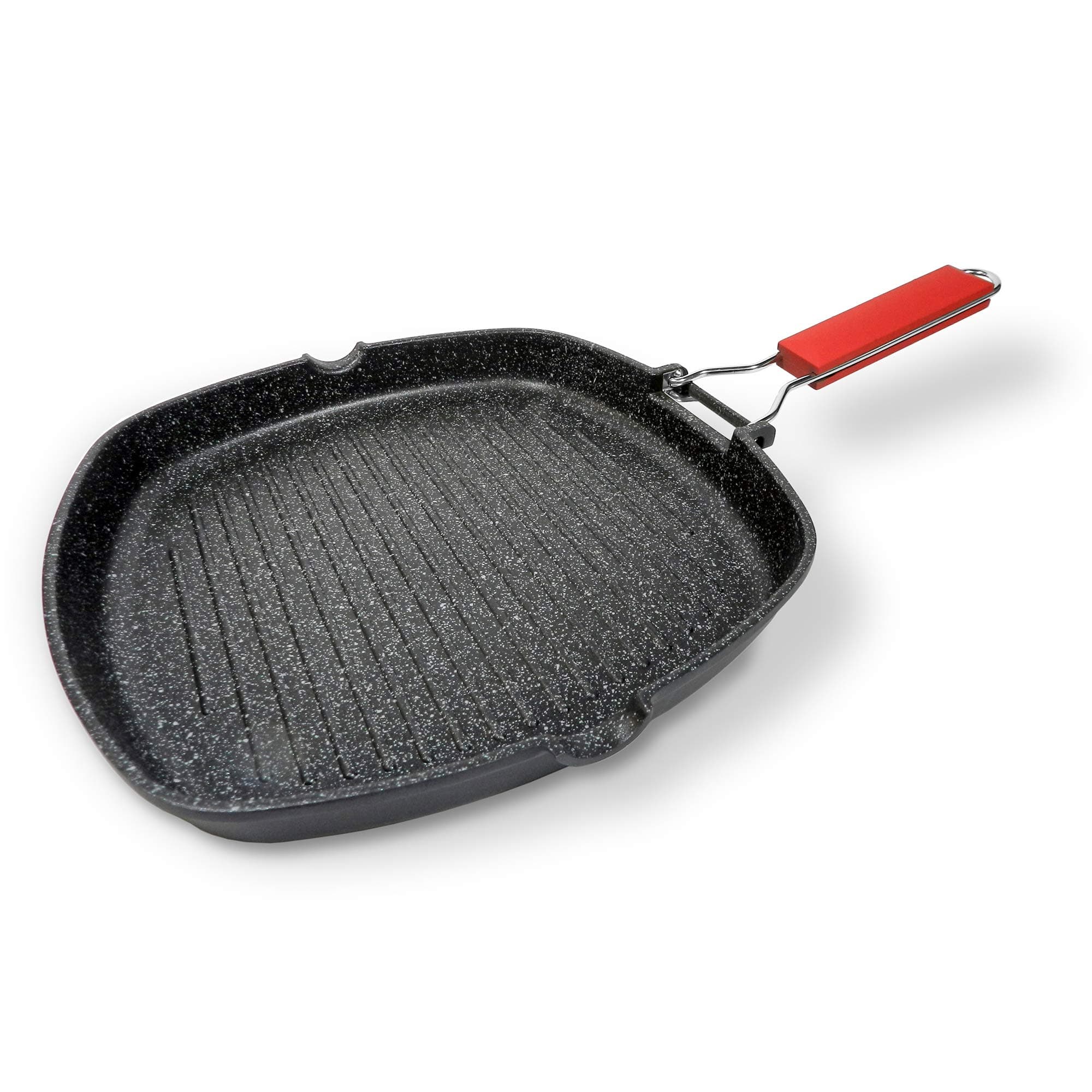 Moneta Bistecchiera antiaderente, 28x28cm Pro Grill con manico pieghevole anche per induzione