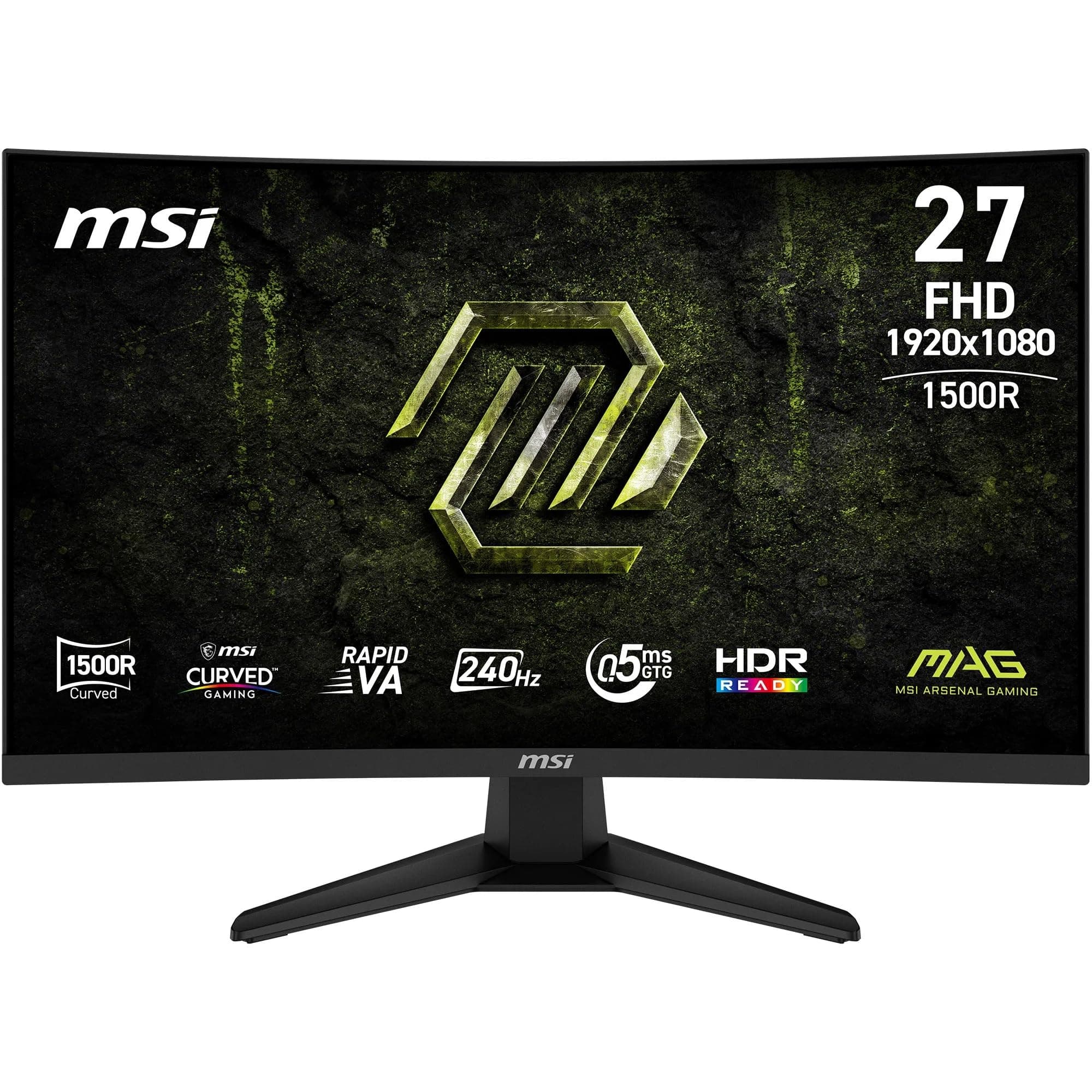 MSI mag 275CF X24 de 27" Monitor Gaming FHD 1500R, 1920 x 1080 Rapid VA, 240 Hz, 0,5 ms, Compatible con HDR, Eye-Care, HDMI 2.0b, DP 1.2a, sin Marco, inclinación Ajustable, Montaje Vesa, Negro