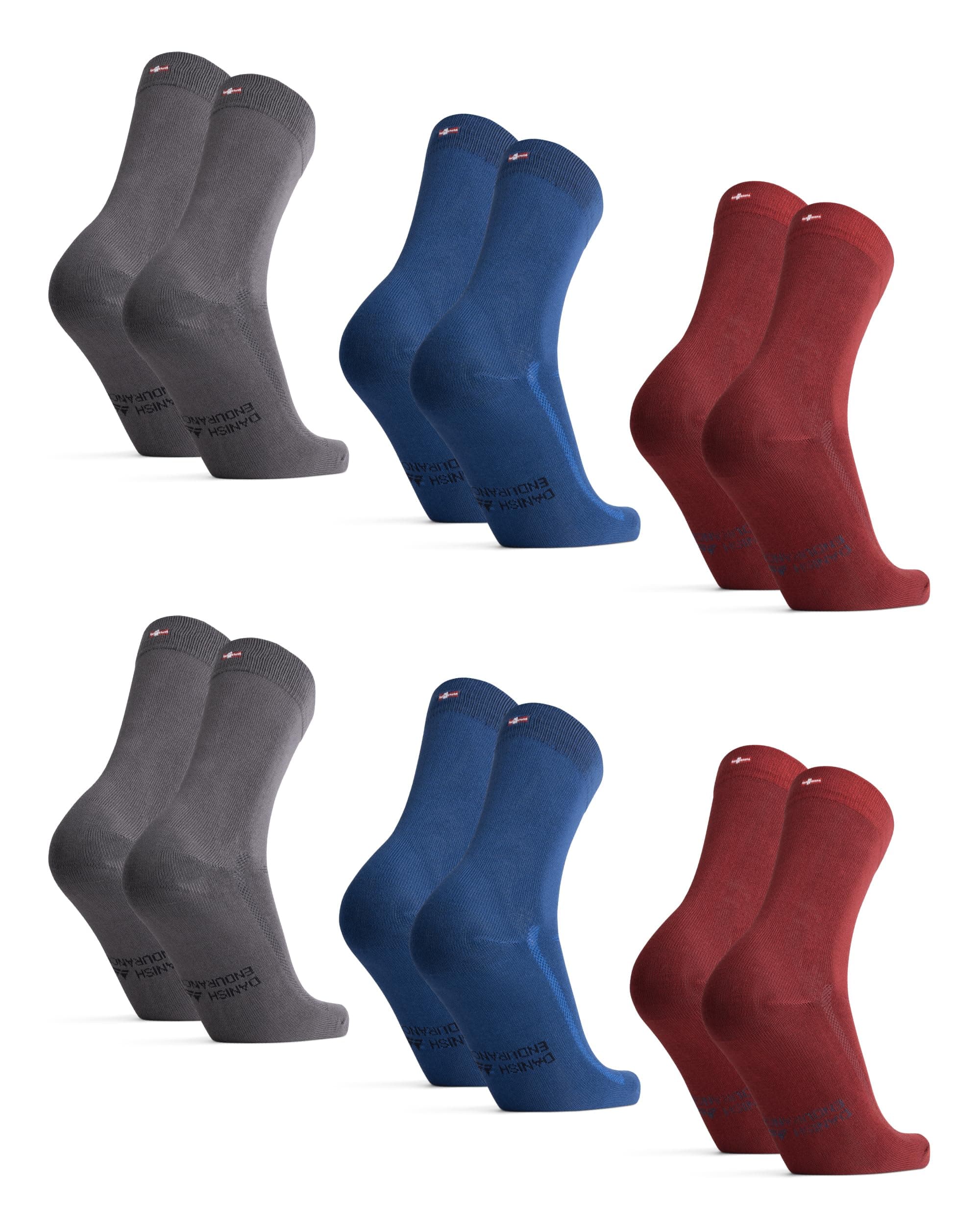 DANISH ENDURANCE Bambus Socken, Business Socken, Bunte Socken, Atmungsaktive Socken, Superweich & Anti-Blasen, Herren & Damen, 3 oder 6 Paar