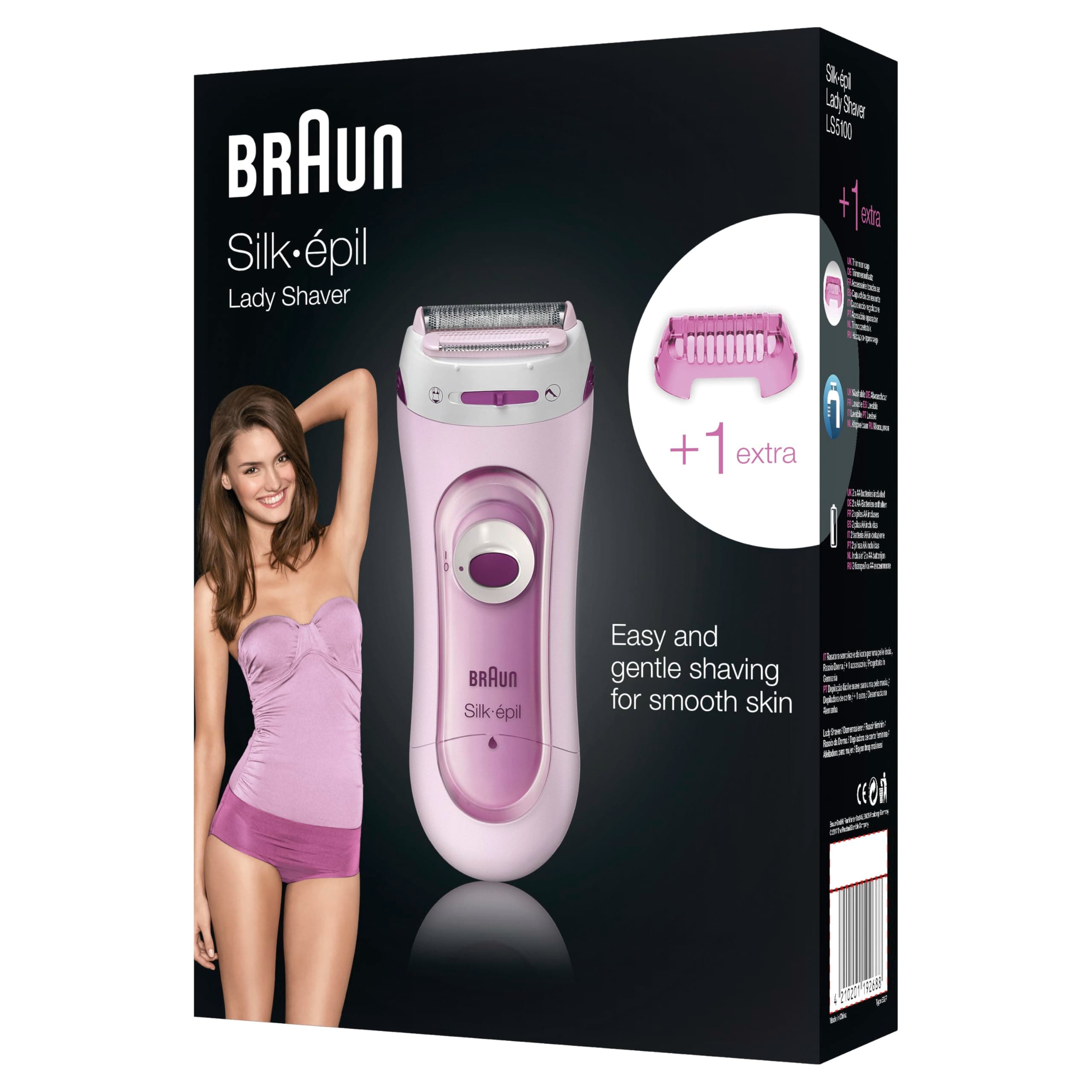 Braun Silk-épil Lady Shaver, Kabelloser Damenrasierer Elektrisch, Elektrischer Rasierer und Trimmer, Rasierer Damen Intimbereich, Wet und Dry, 5100, Pink