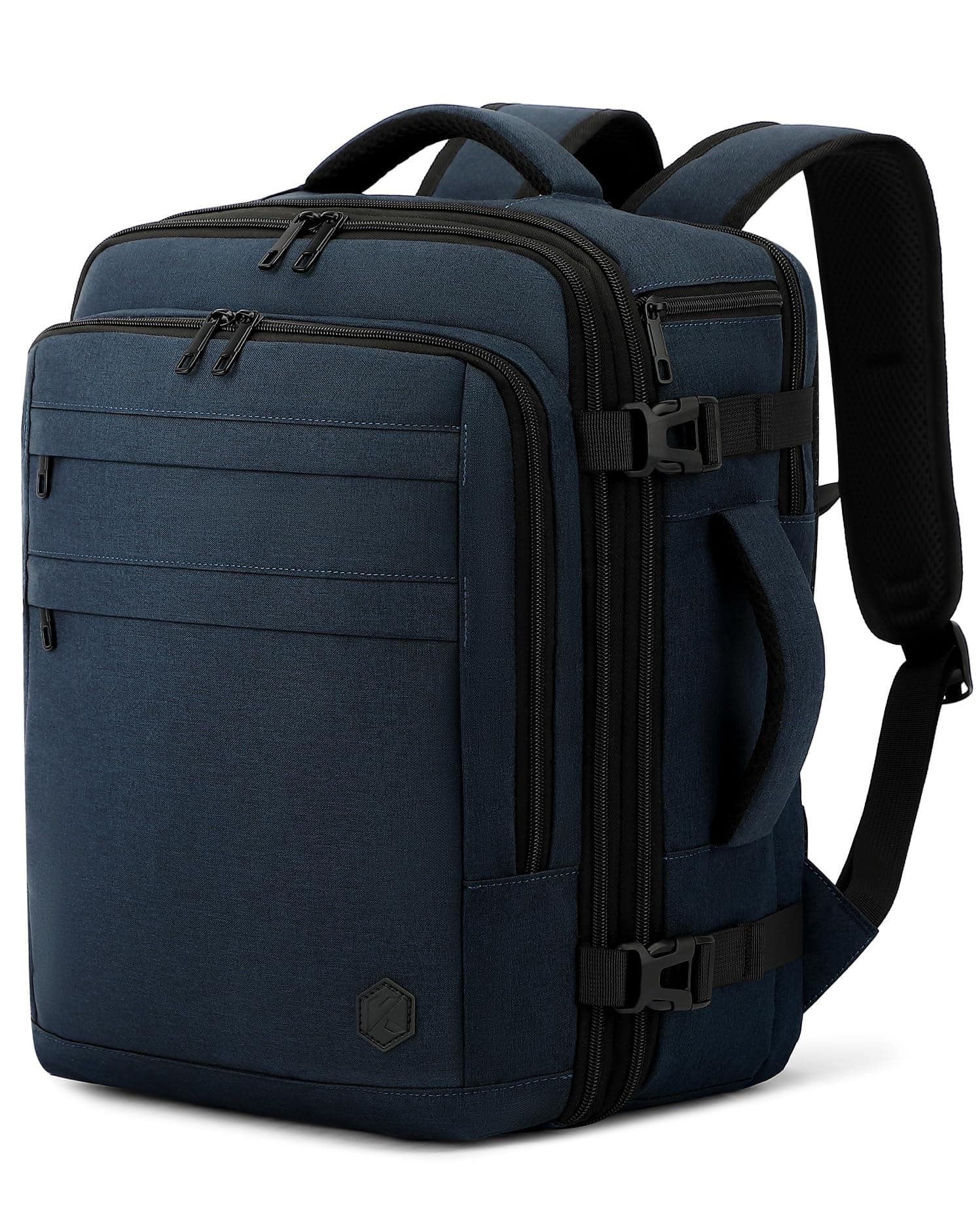 VANKEV Zaino da Viaggio Aereo per Ryanair EasyJet Eurowings Wizz Air Espandibile 40x30x20 a 40x30x25, 24L a 30L, Bagaglio a Mano Per Viaggi Adatta a Laptop da 15,6 Pollici blu scuro
