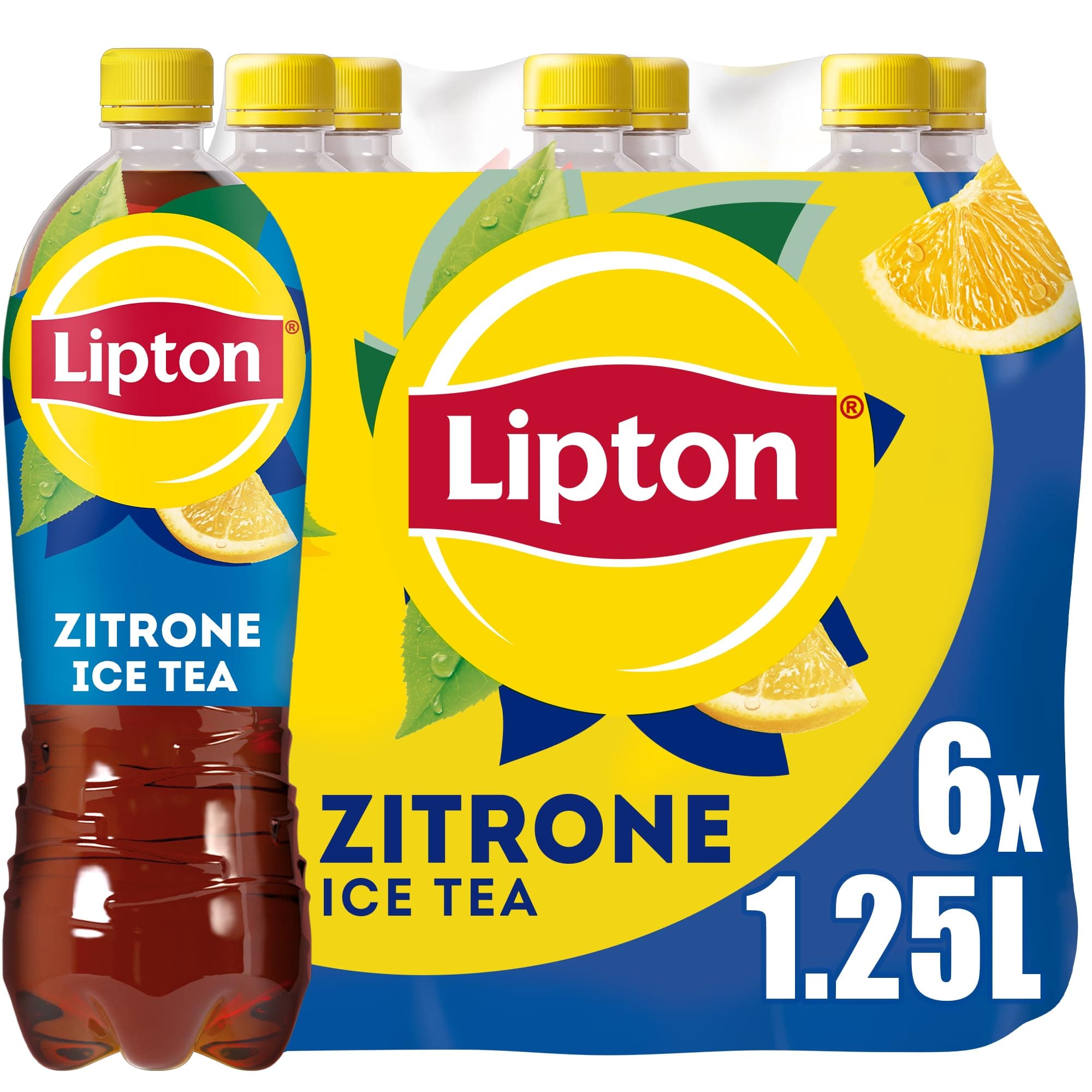 Lipton Ice Tea Lemon, Eistee mit Geschmack Zitrone EINWEG (6 x 1.25 l) (Verpackungsdesign kann abweichen)