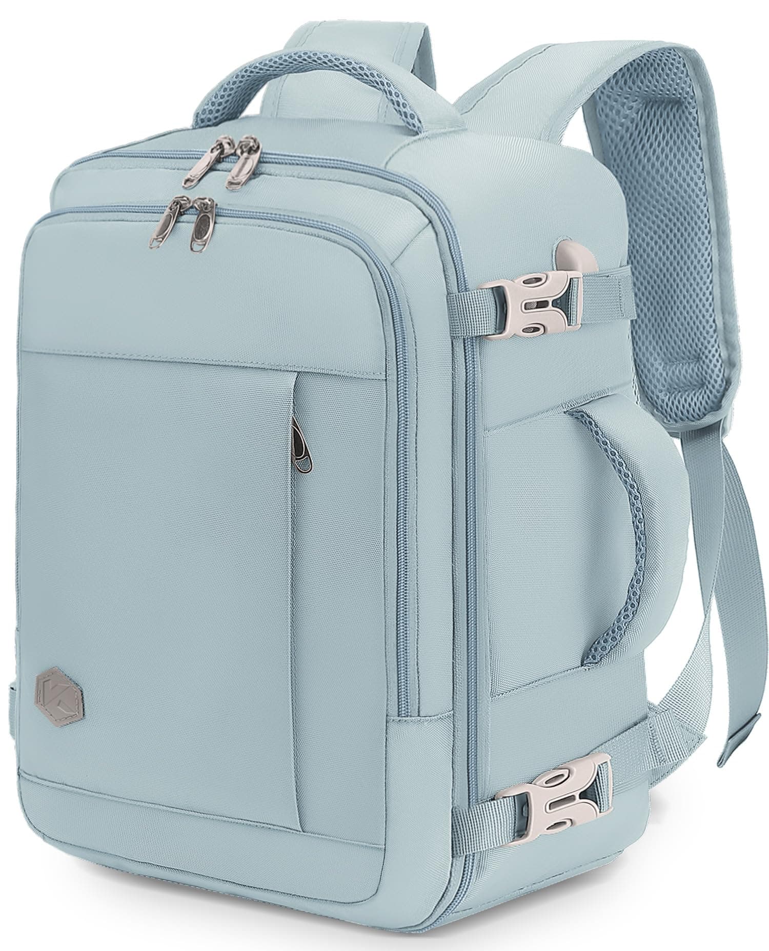 VANKEV Mochila Viaje Cabina Avion 40x20x25 para Ryanair 20L Equipaje de Mano Bolso de Viaje Mujer Hombre para Portatil de 14 Pulgadas de Escuela Trabajo,azul claro
