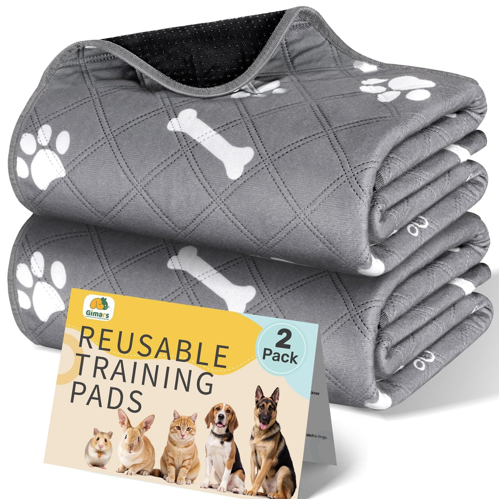 Gimars 2 Pezzi 【120×90 cm】Tappetini Lavabili per Cani, Tappetino per Addestramento Riutilizzabile, Assorbente, Antiscivolo e A Prova di Perdite, Ideale per Cuccioli, Cani Anziani o Incontinenti