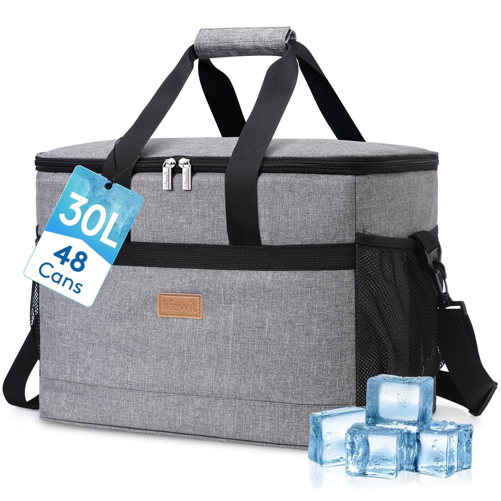 Lifewit Borsa Frigo 30L, Borse Termica Morbida per Surgelati, Grande Borsetta Termiche Porta Pranzo per Uomini e Donne, Cooler Bag per Mare, Spiaggia, Viaggio, Campeggio, Barbecue, Grigio