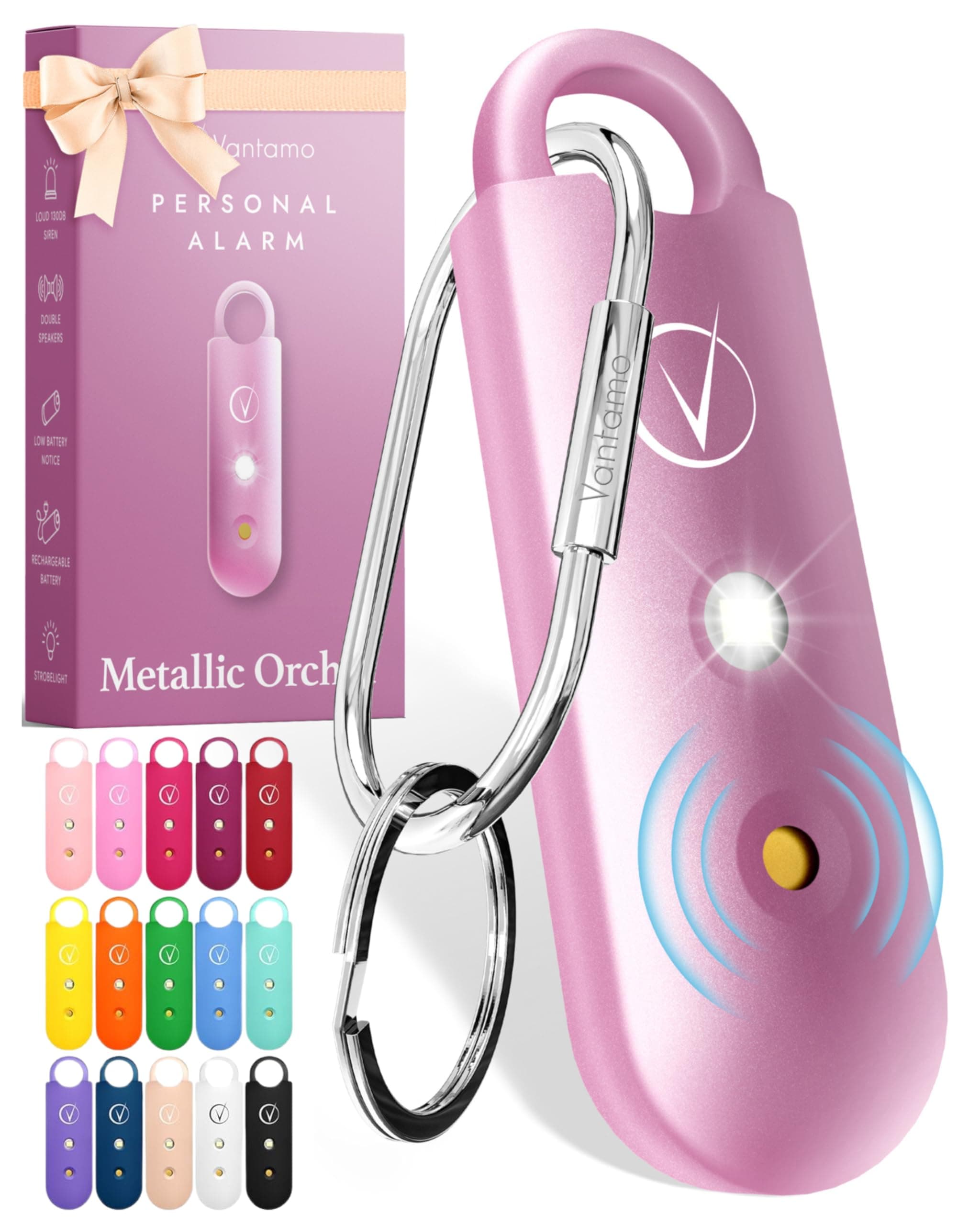 Vantamo Allarme Personale Antiaggressione per Autodifesa Donna Con Doppio 130dB Altoparlante, Kit Autodifesa Femminile Con Luce