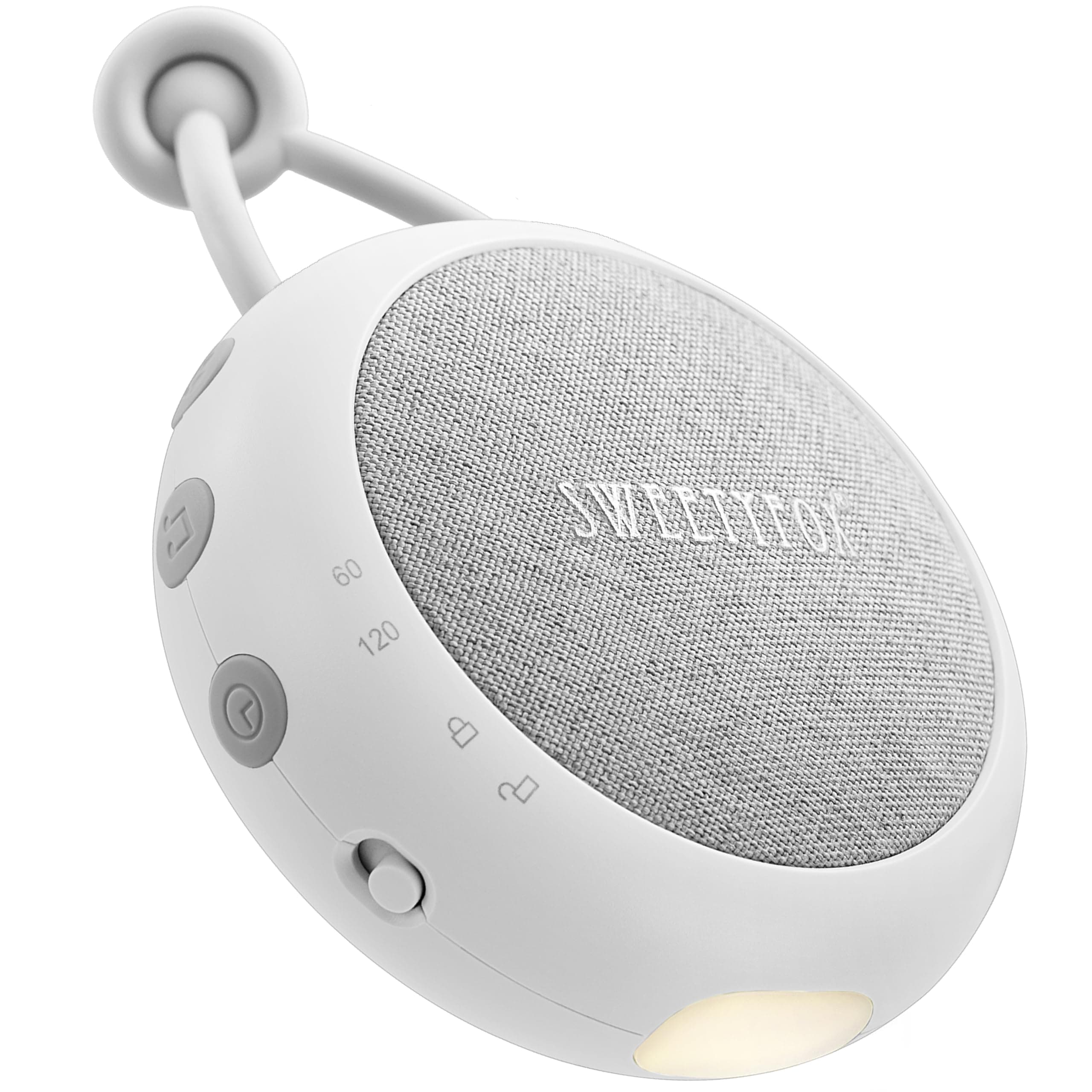 Sweety Fox Máquina Ruido Blanco Bebe - Blanco - Canción de Cuna Bebé, Luz Nocturna y Musica para Dormir, 15 Sonidos, Recargable por USB