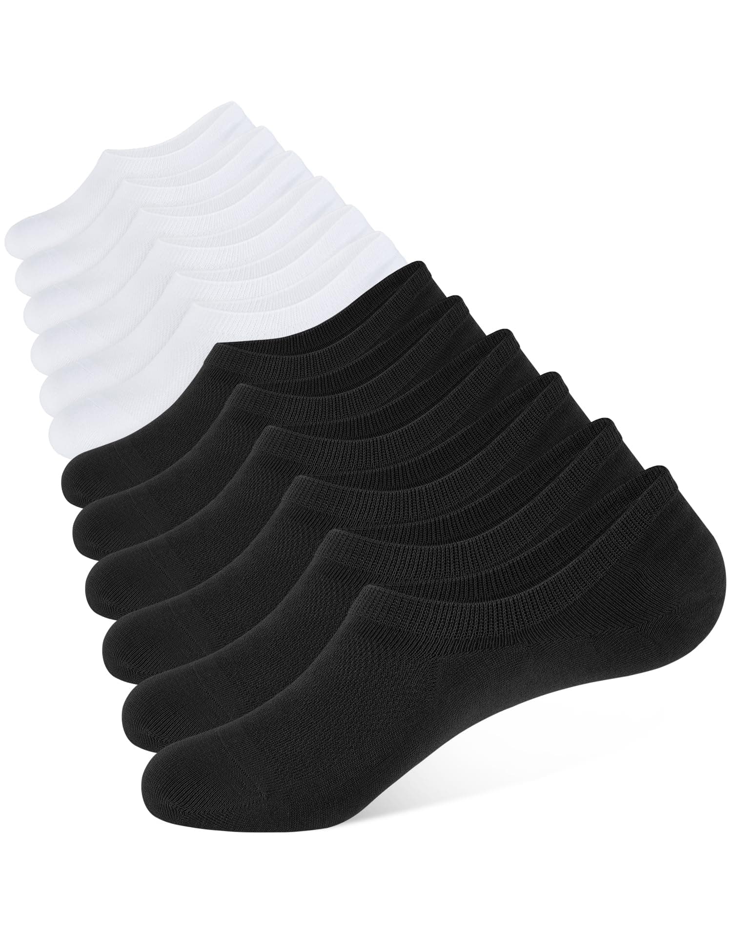 CLOSEMATE 6 Pares Calcetines Invisibles Pinkies Hombre Mujer Verano Tobilleros de Algodón Transpirables Cortos Antideslizantes Silicona Bajos Blancos Negros Gris