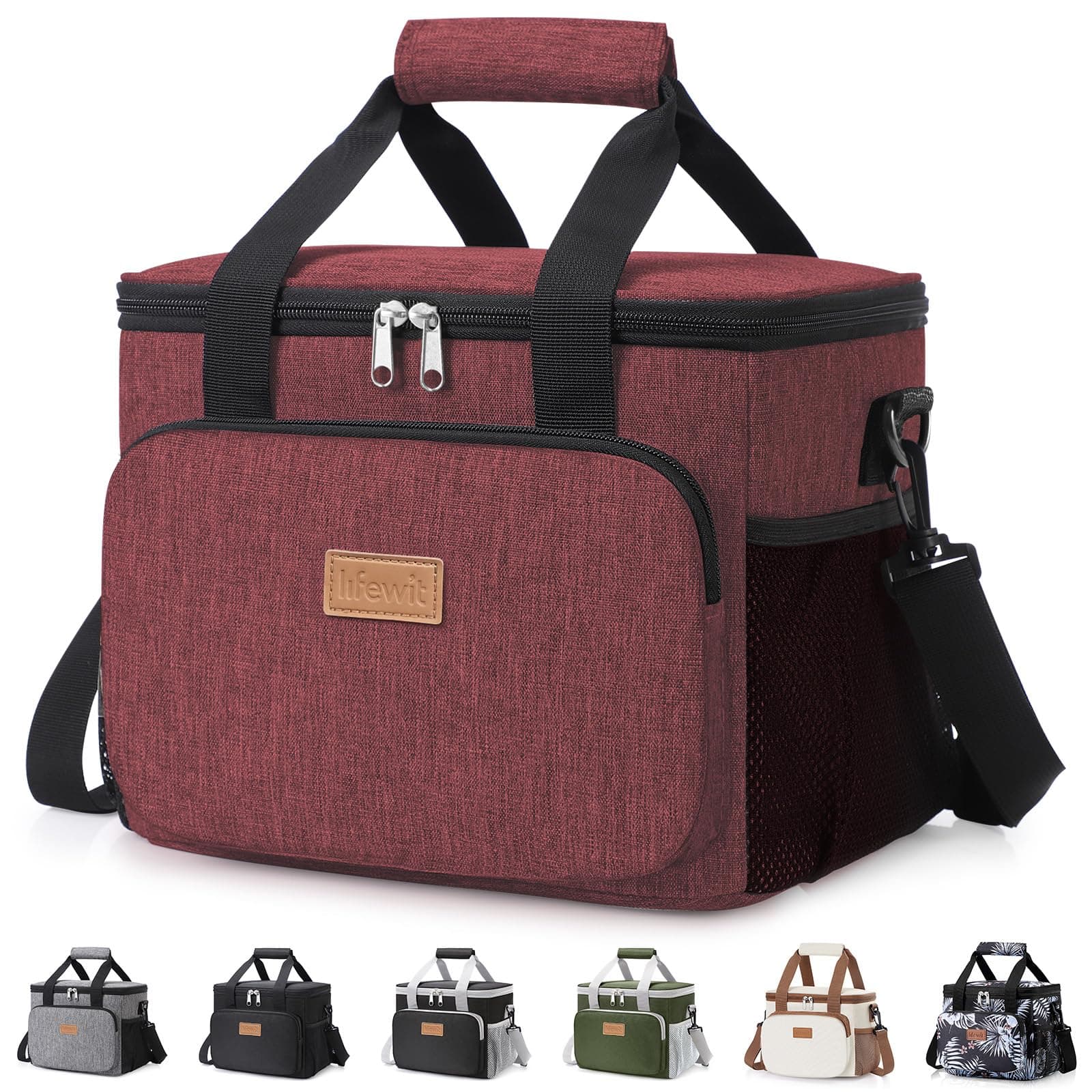 Lifewit Borsa Termica Porta Pranzo 9L(12 Lattine), Medio Borse Frigo Pranzo Ufficio per Uomo e Donna, Lunch Bag per Lavoro, Mare, Viaggio, Spiaggia, Borgogna