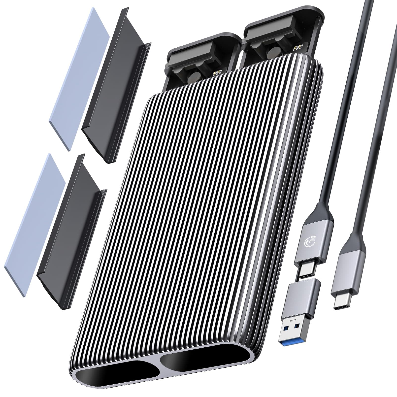 ORICO Adaptador M.2 NVMe NGFF SATA SSD Aluminio USB3.2 Gen2 10Gbps, Estación de acoplamiento sin herramientas para SSD AM2-2S 2230/2242/2260/2280