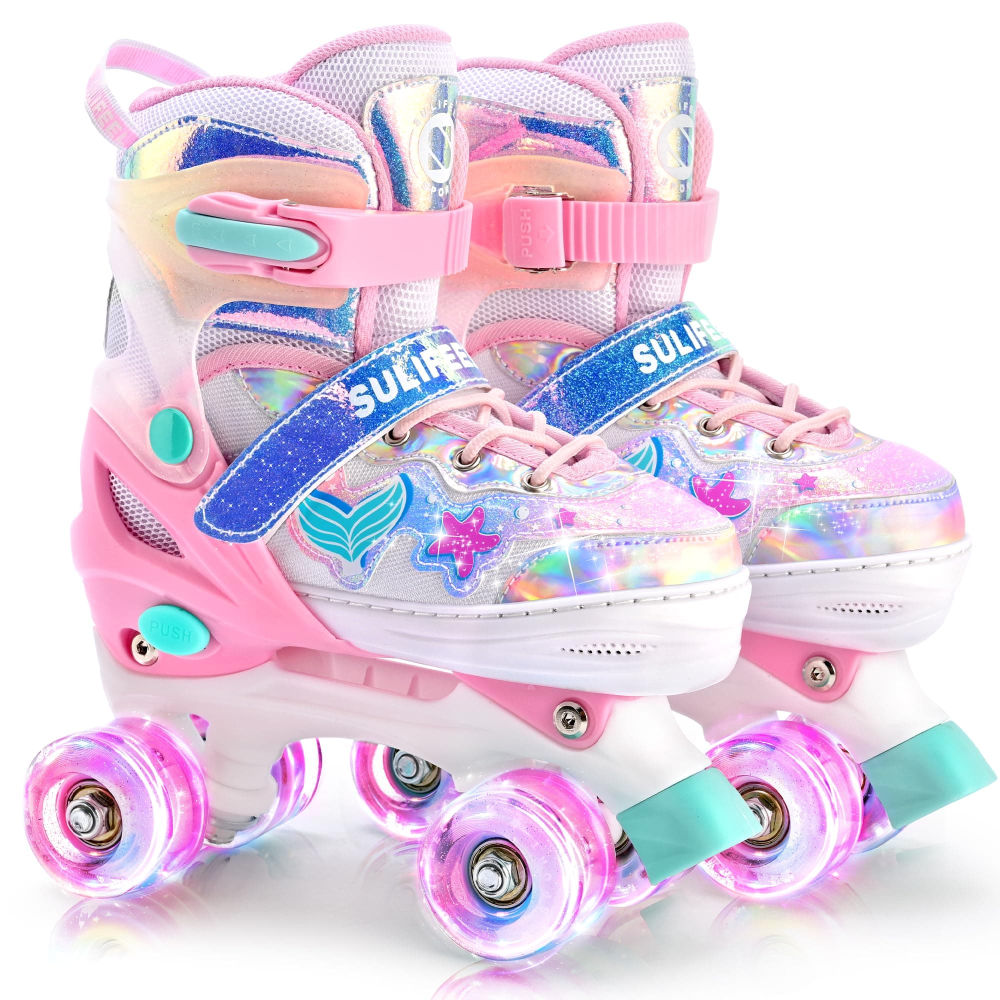 SULIFEEL Patins à roulettes réglables pour enfants de 3 à 5 ans, 5 à 8 ans, 6 à 12 ans, avec 4 tailles de lumière réglable sur roues, meilleur cadeau pour les enfants pour les débutants, sports