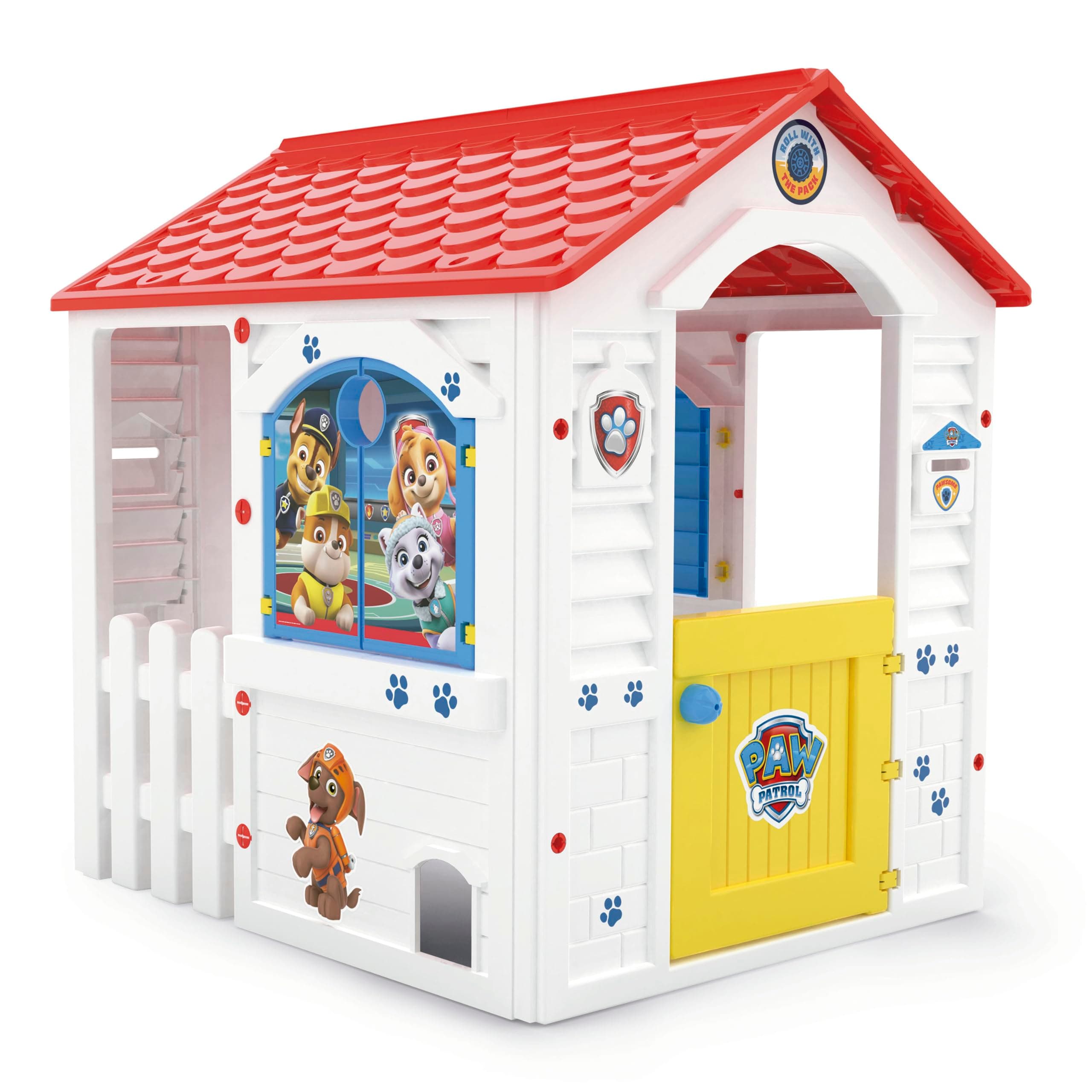 Chicos - Patrulla Canina Casita Infantil para Interior/Exterior | Plástico Resistente y Duradero | Montaje/desmontaje Sencillo y rápido | Color Blanco con tejado Rojo (89526)