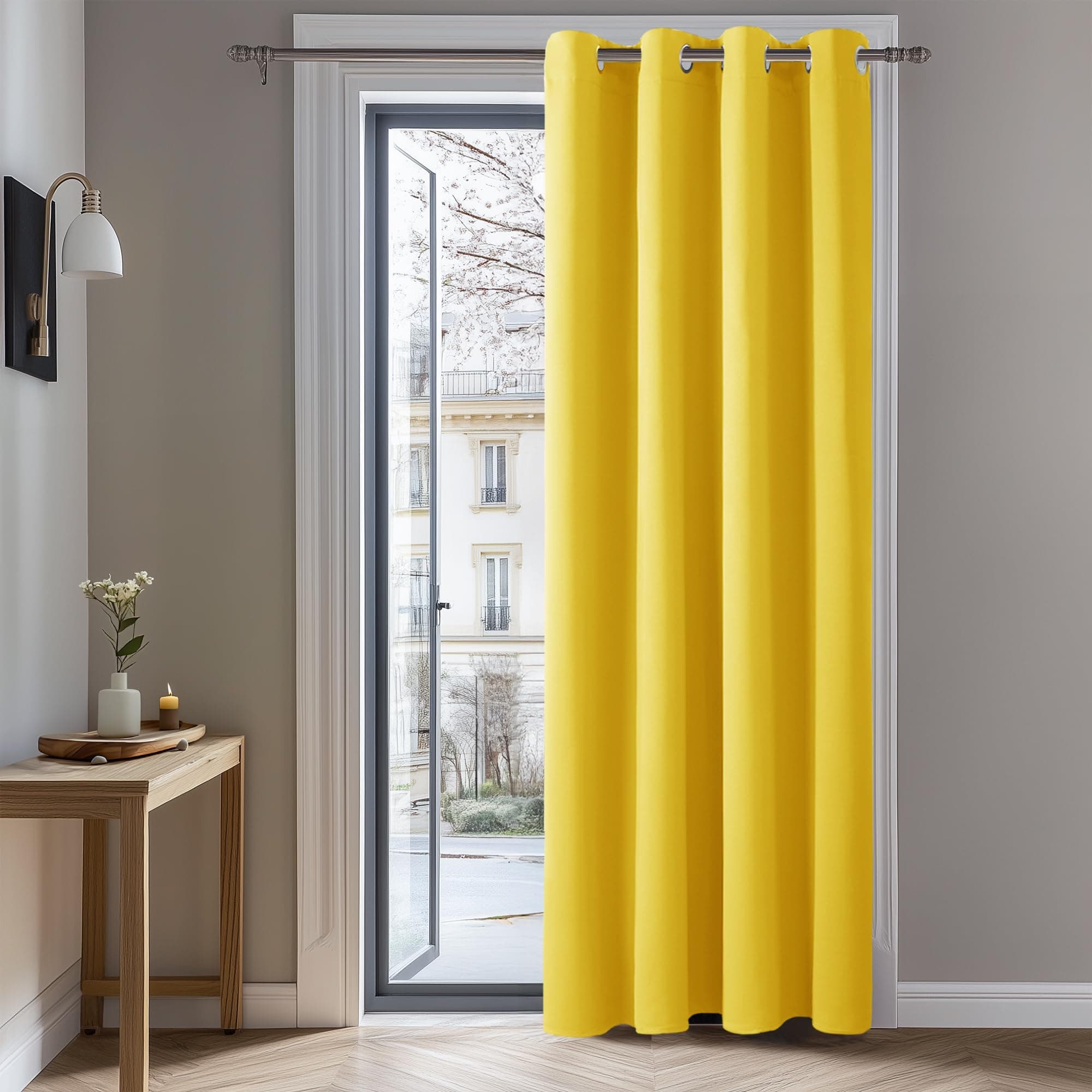 Deconovo Rideaux Occultants Isolant Thermique Anti Froid, Rideaux pour Salon et Chambre, Design Moderne à Oeillets, 140X240 CM (Largeur X Hauteur), Jaune Moutarde, 1Pièces